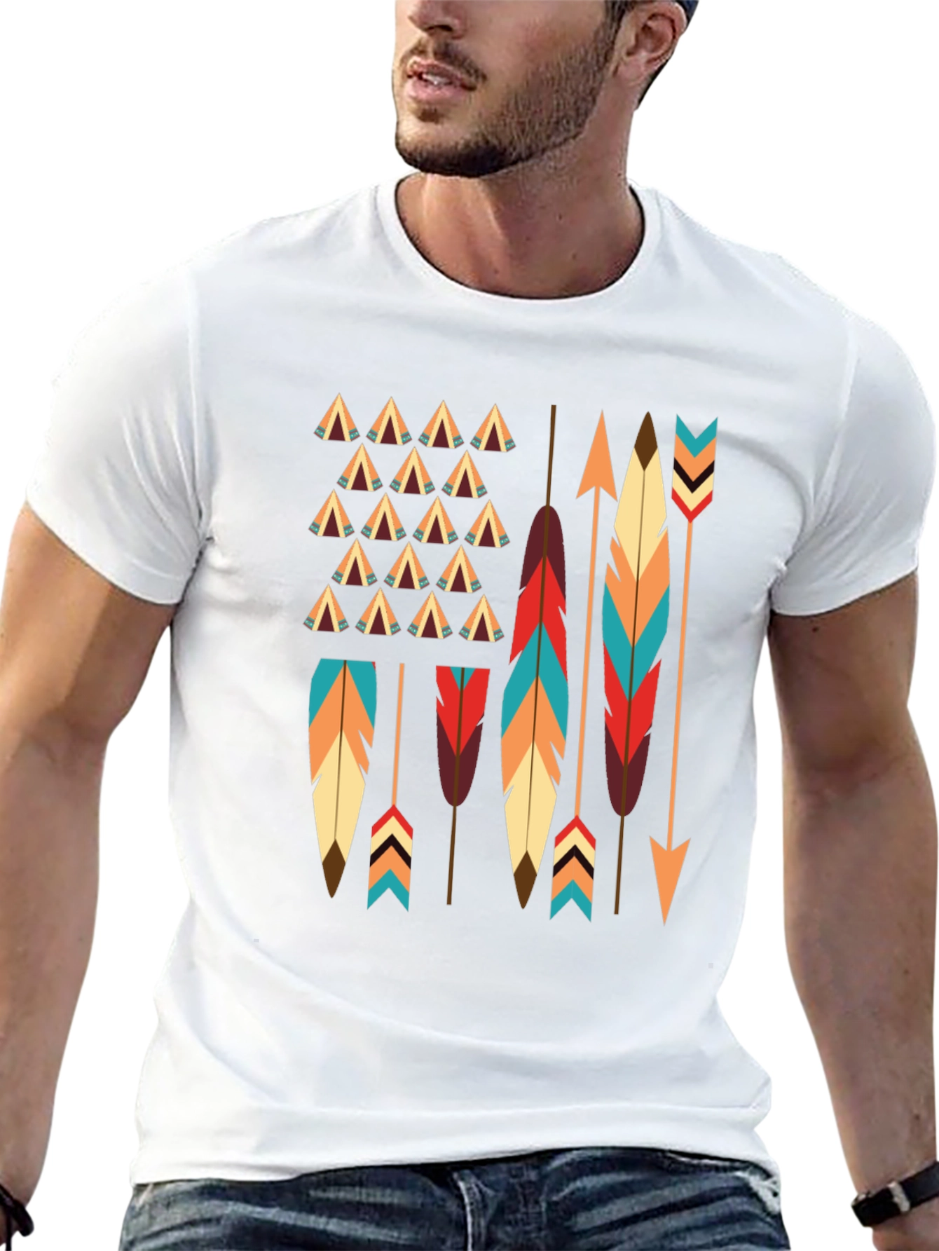 Native American Arrows & Feathers Graphic T-Shirt - 13