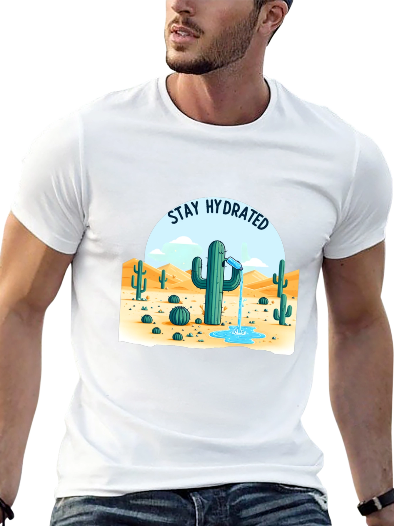 Stay Hydrated Cactus T-Shirt - Black - 13