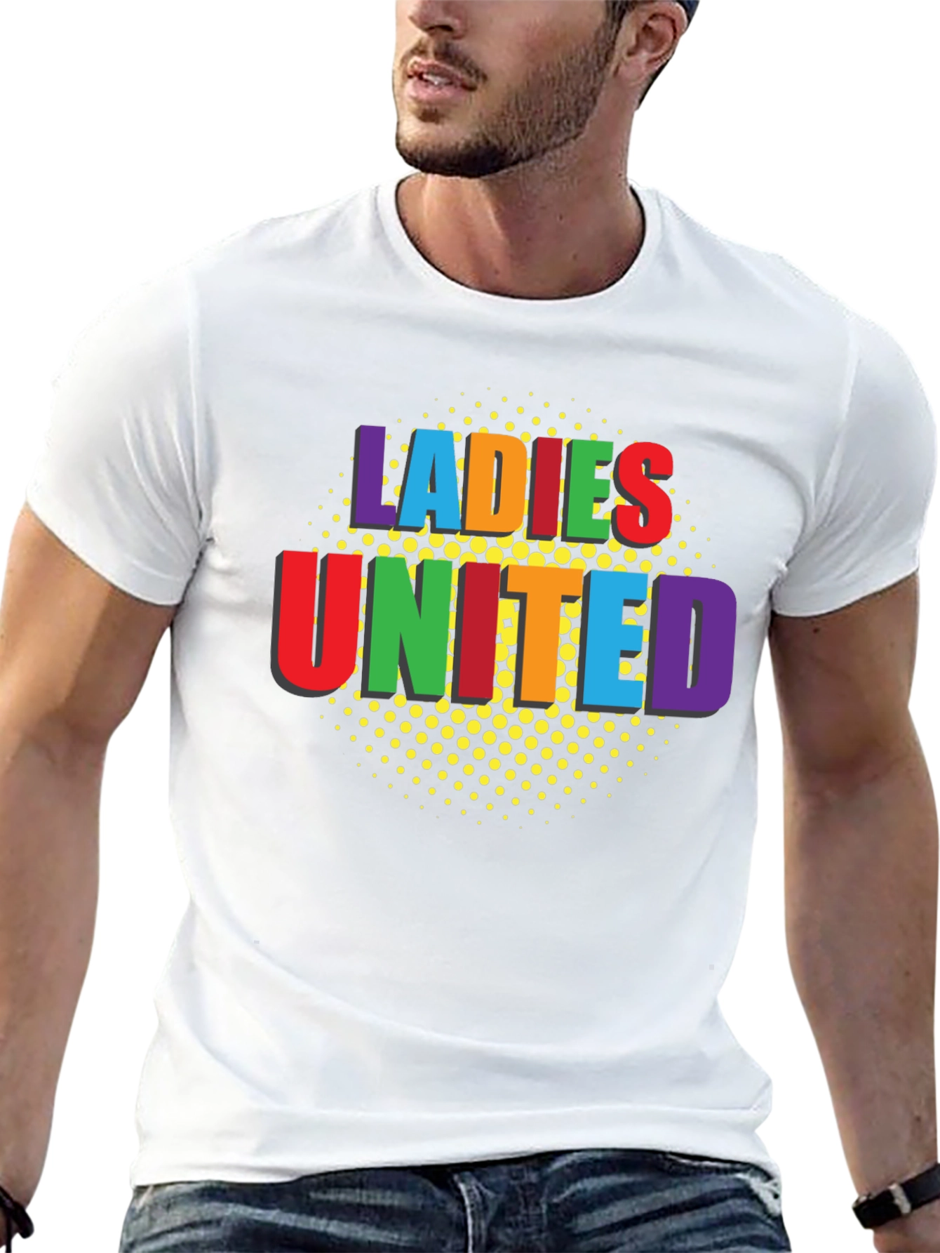 Black Ladies United Graphic T-Shirt - Black Crew Neck Tee view 13