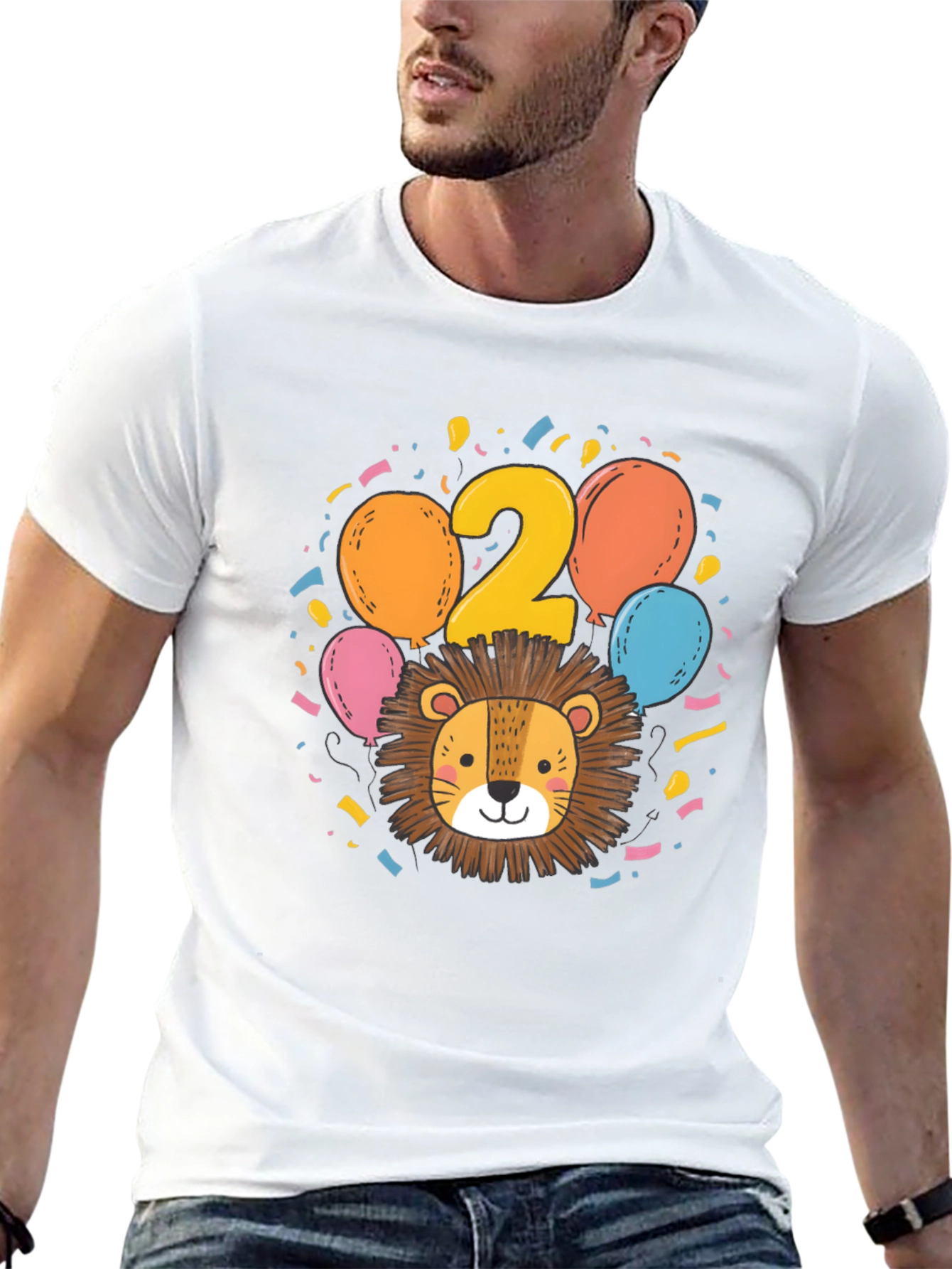 Black Cute Lion 2nd Birthday Black T-Shirt view 13