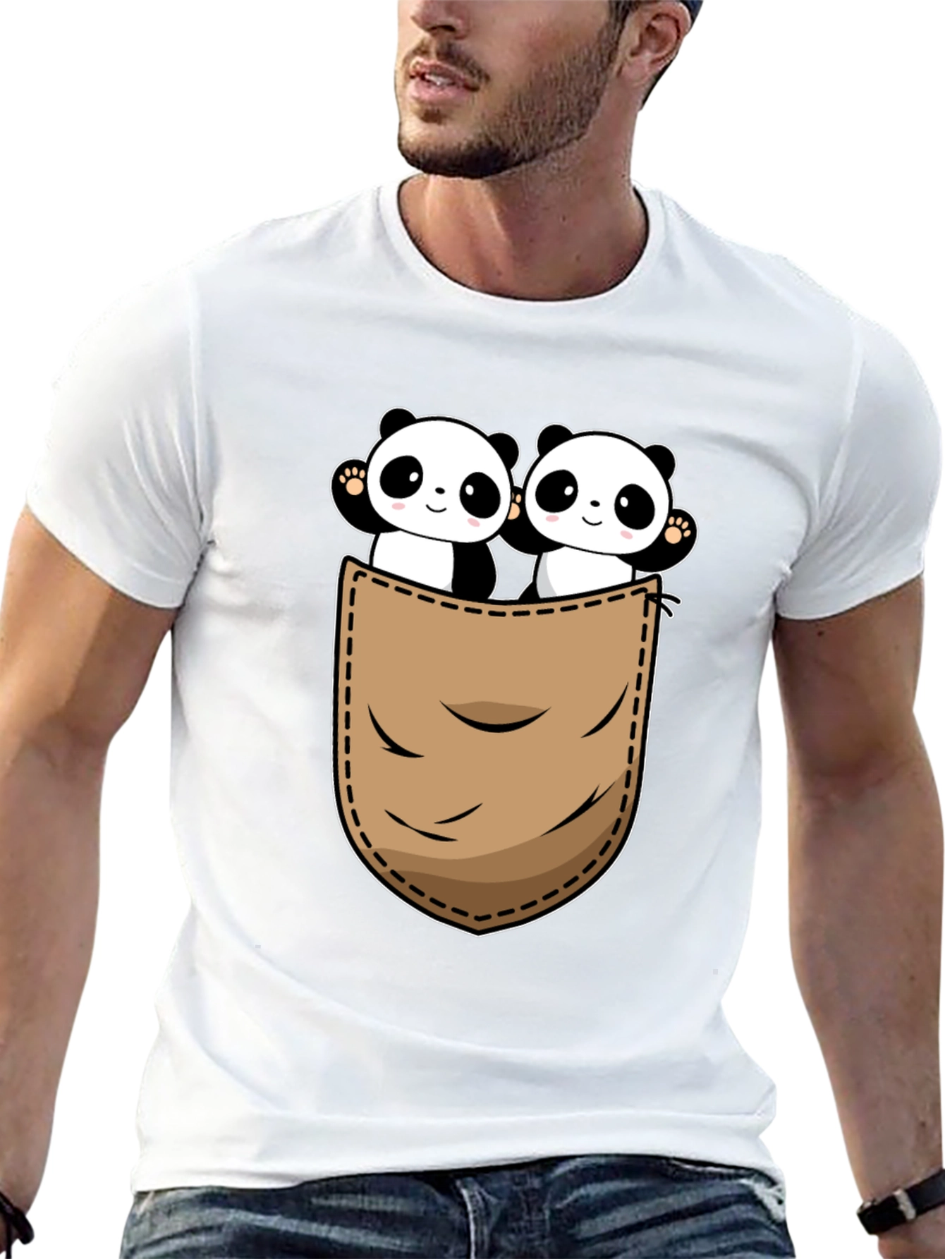 Black Panda Pocket T-Shirt - Cute Graphic Tee view 13