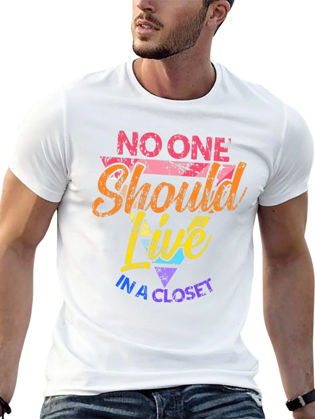 Black LGBTQ+ Pride Graphic Tee - No One Should Live in a Closet view 13