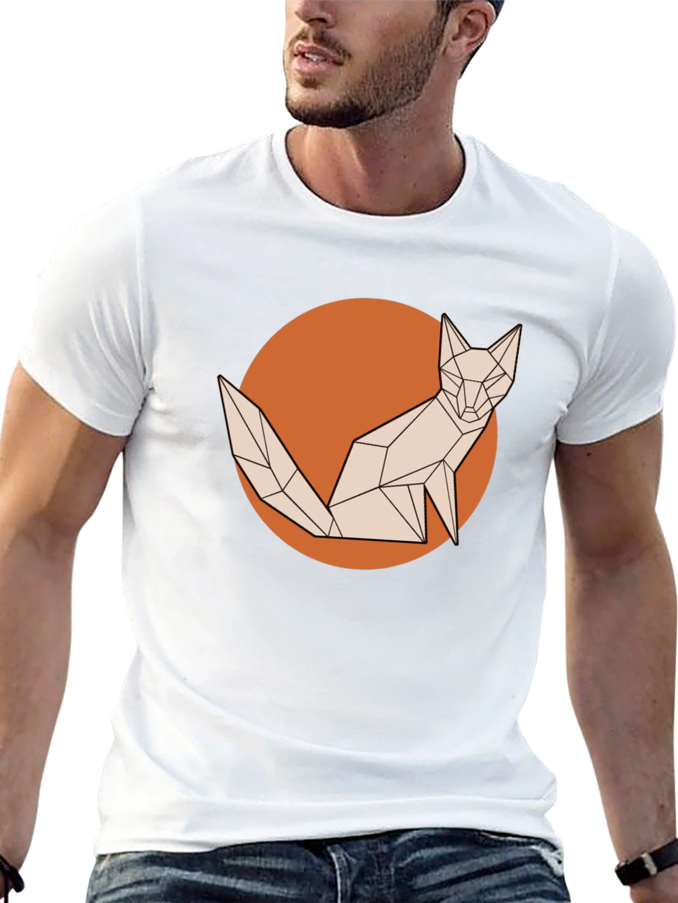 Black Geometric Fox Graphic Tee - Stylish Men's T-Shirt view 13