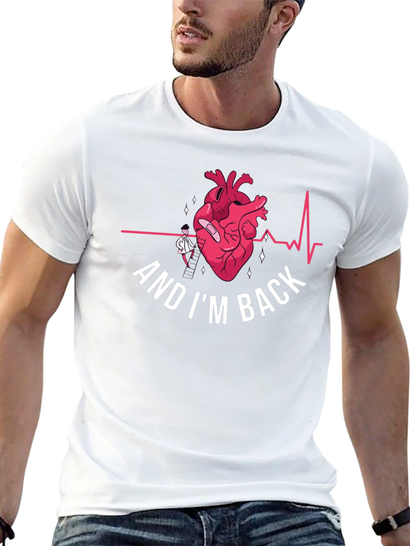 Black Heart Surgery Recovery T-Shirt - "And I'm Back" view 13