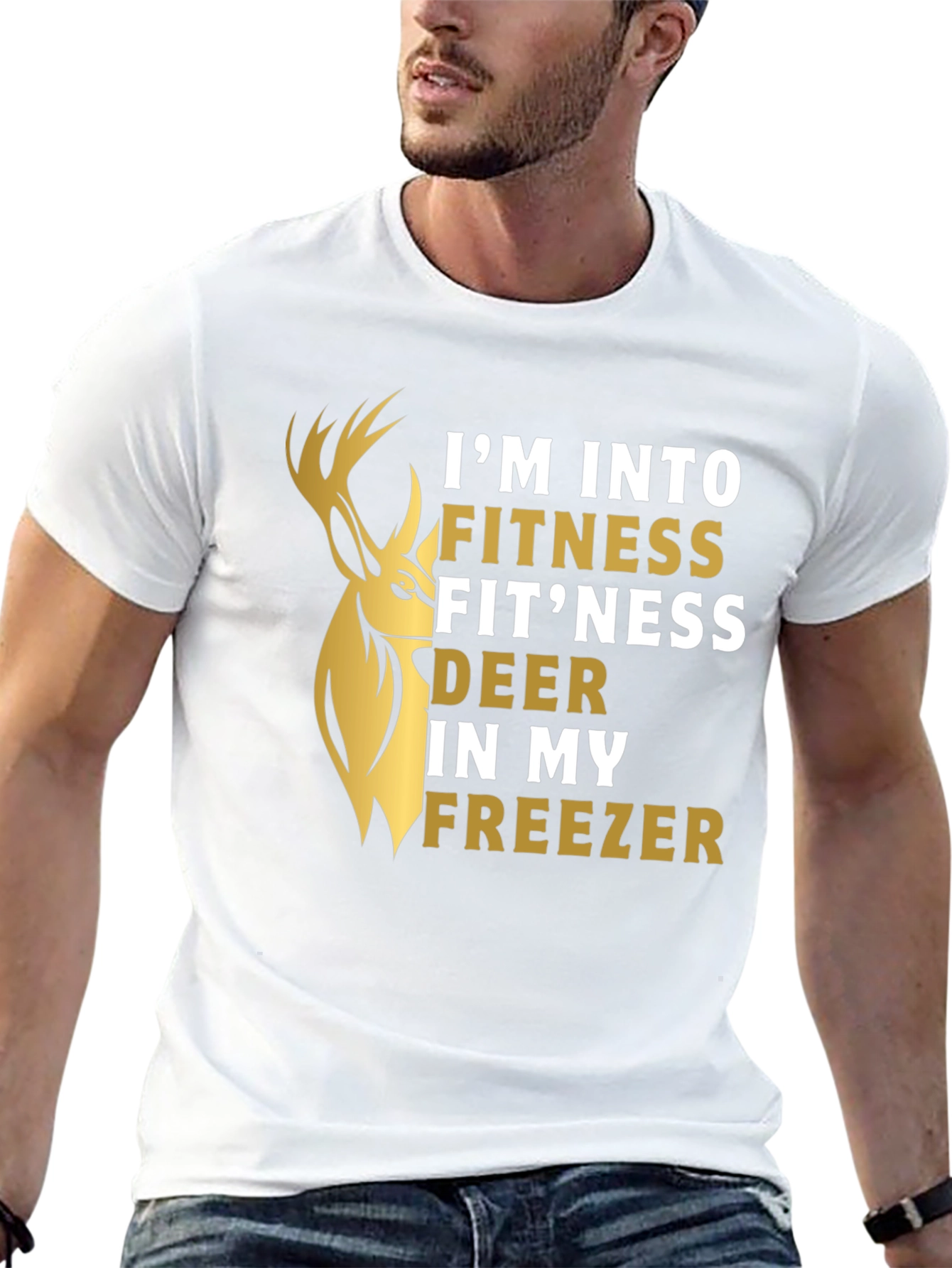 Black Fitness Fit'ness Deer Funny Graphic T-Shirt view 13