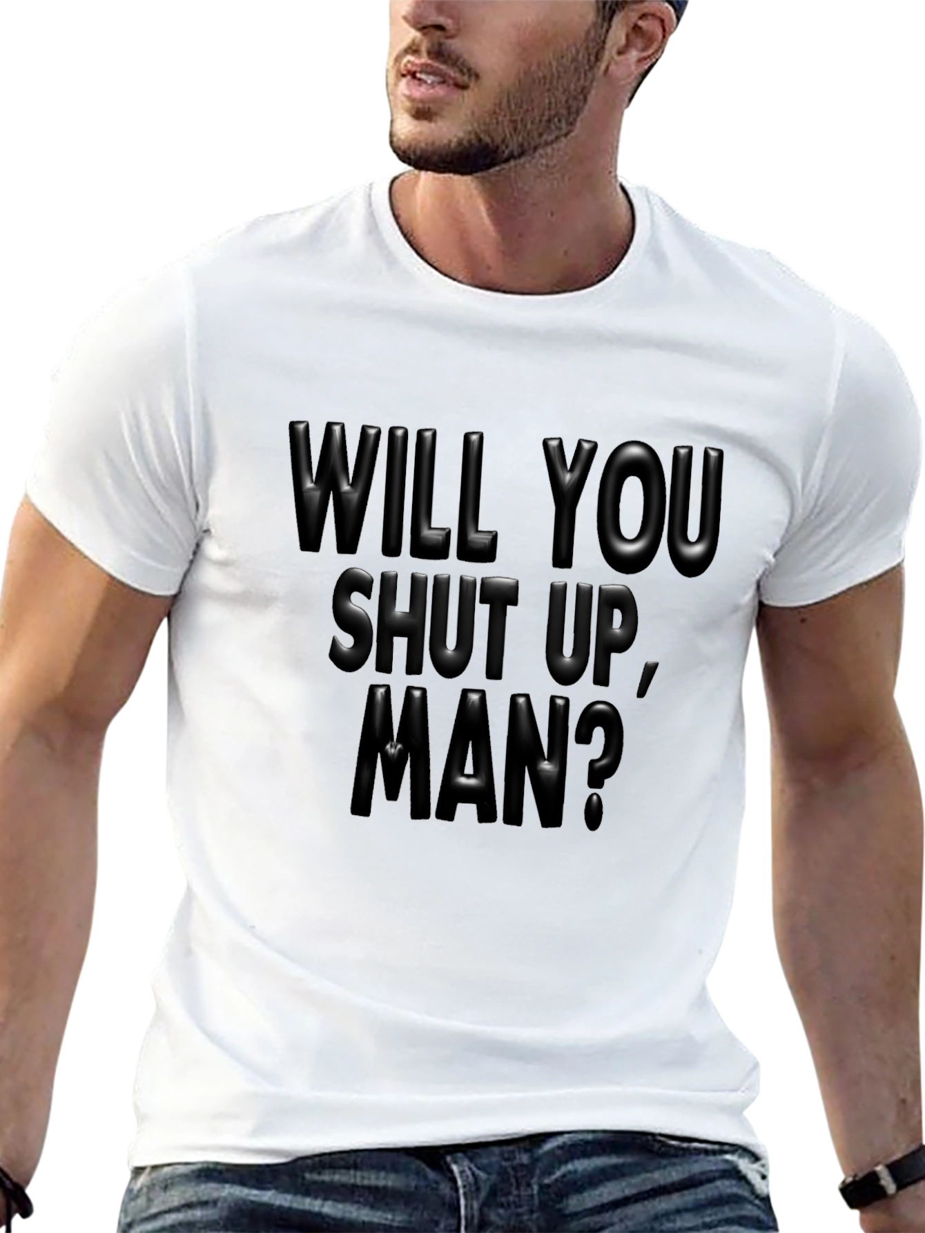 Black Will You Shut Up, Man? Black Graphic Tee view 13