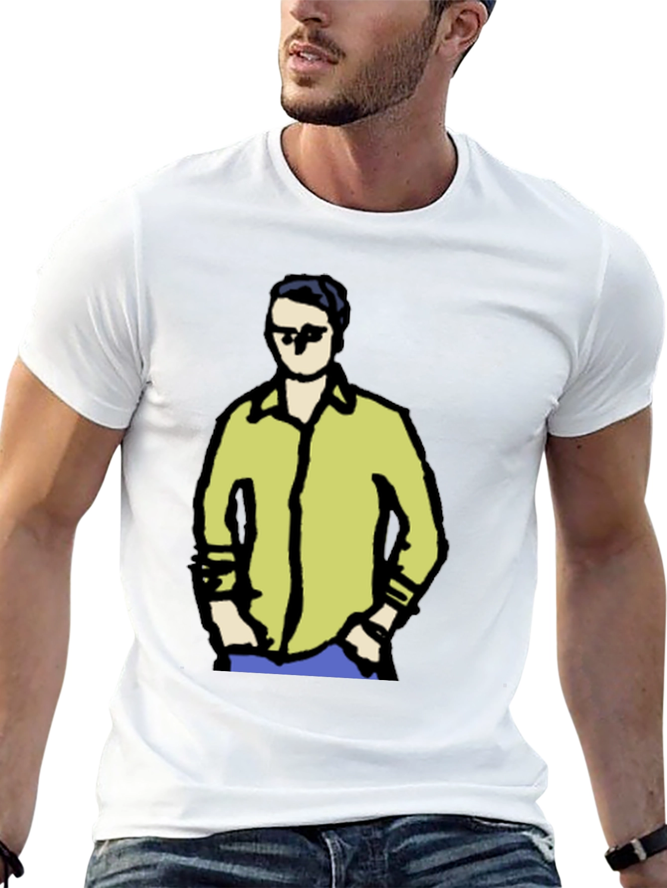 Black Cool Cartoon Guy Graphic Tee - Black view 13