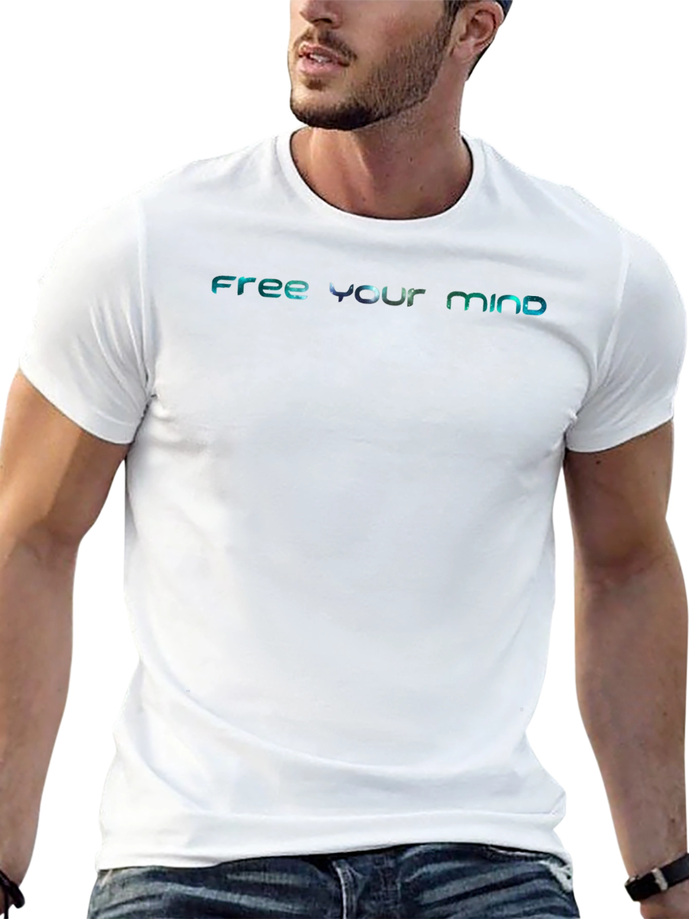 Black Free Your Mind Graphic Tee - Black Casual T-Shirt view 13