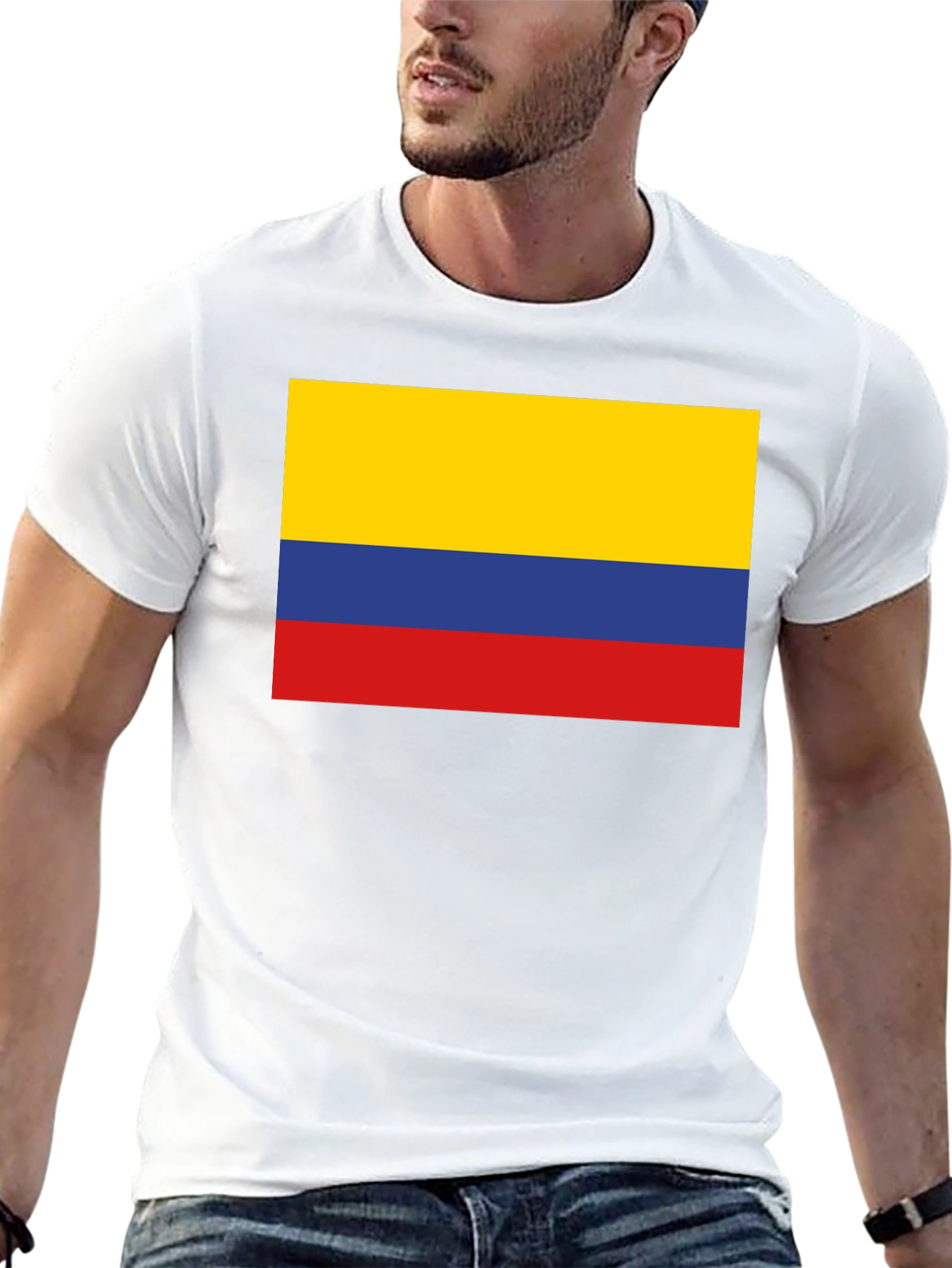 Black Colombia Flag Graphic Tee - Black Cotton T-Shirt view 13