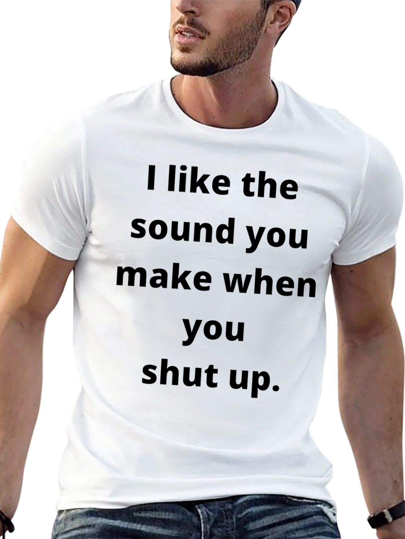 Black Funny Black T-Shirt - I Like the Sound When You Shut Up view 13
