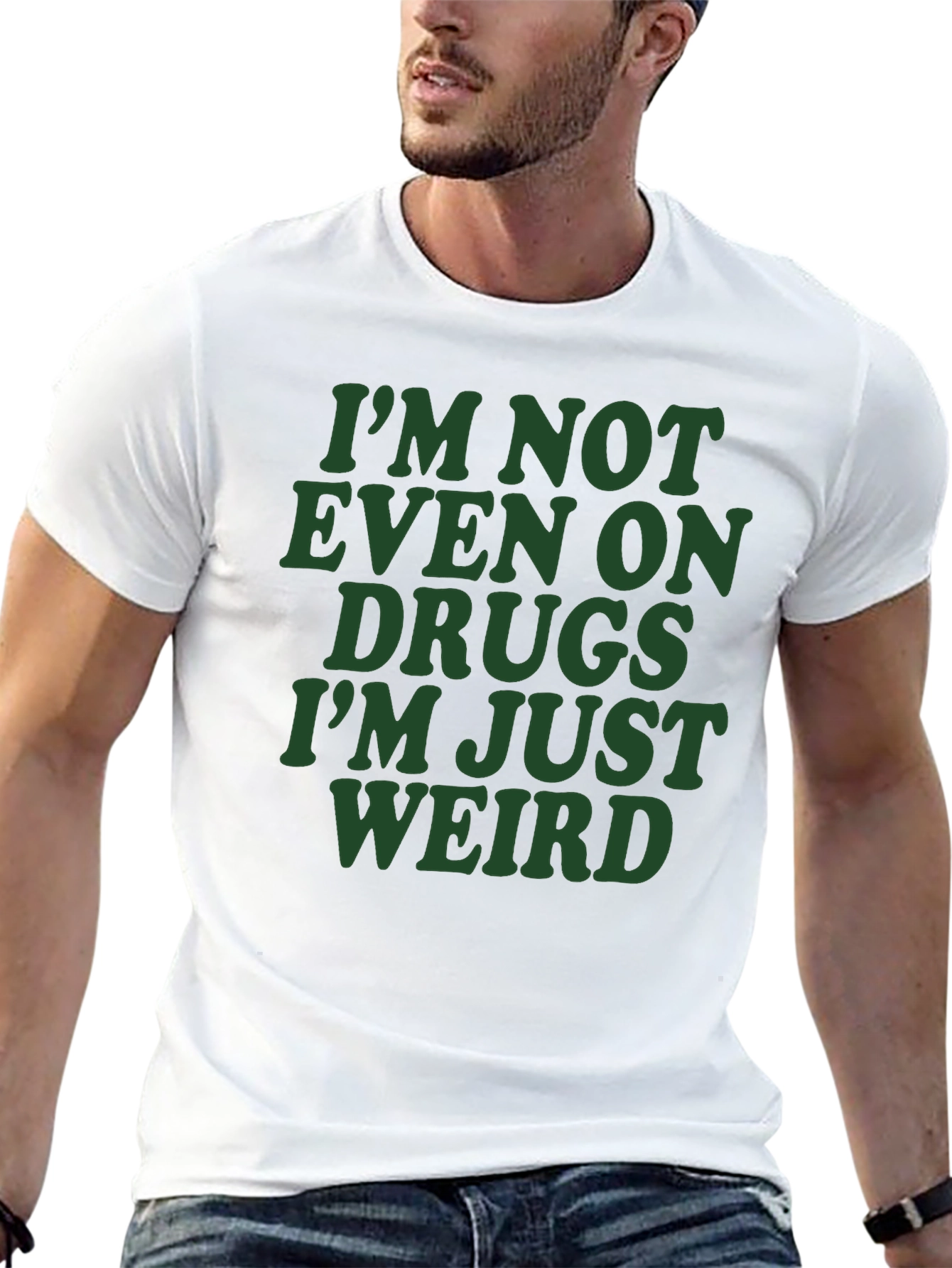 Black Funny Graphic T-Shirt - I'm Not Even On Drugs Weird Tee view 13