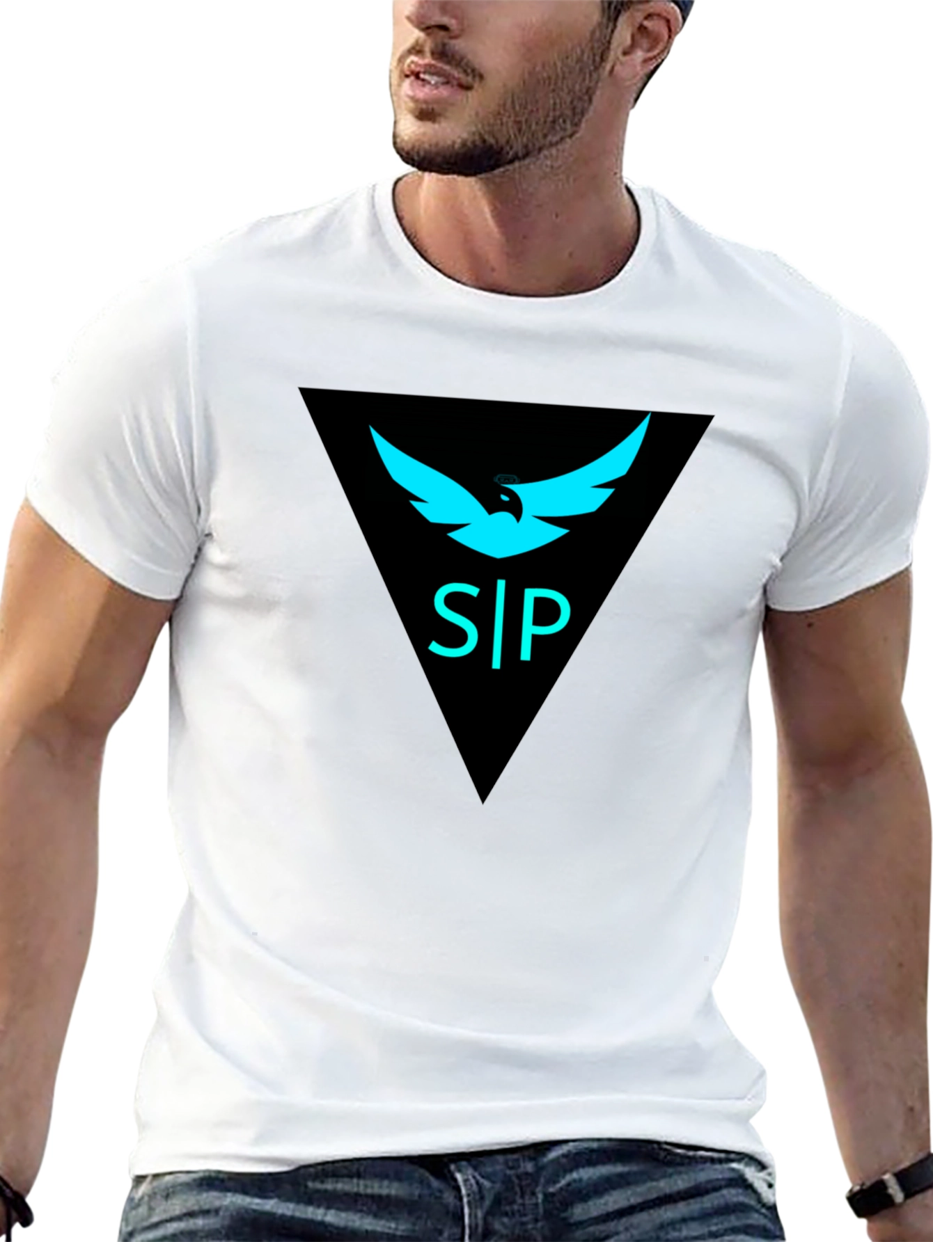 Black Black T-Shirt with Abstract Graphic Design view 13