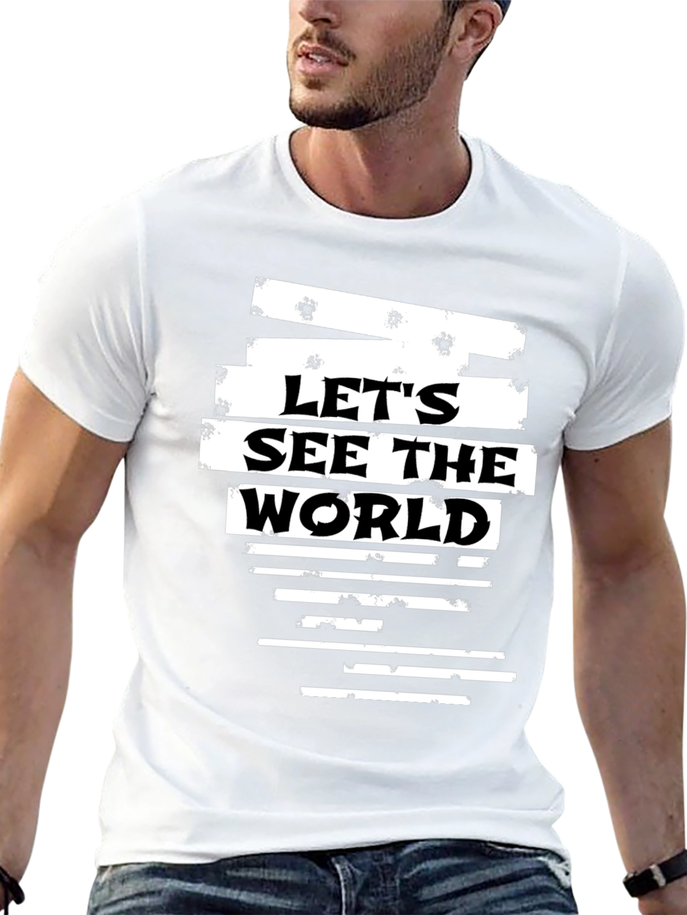 Black Let's See The World Graphic T-Shirt view 13