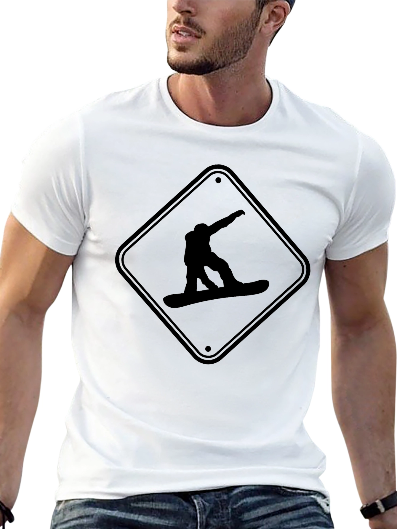 Black Snowboarder Graphic Tee - Black Unisex Shirt view 13