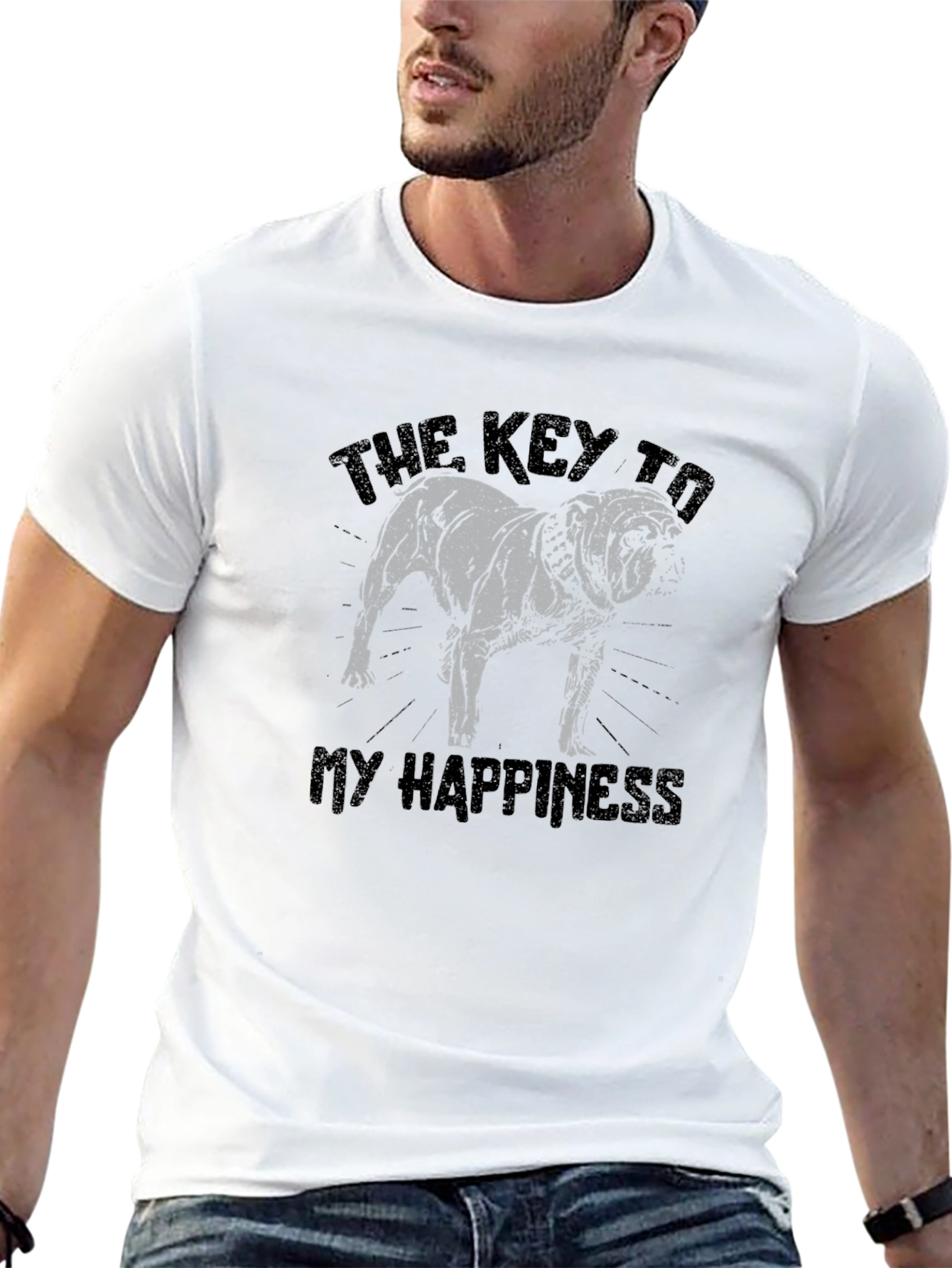 Black Bulldog Happiness Graphic T-Shirt - Black view 13