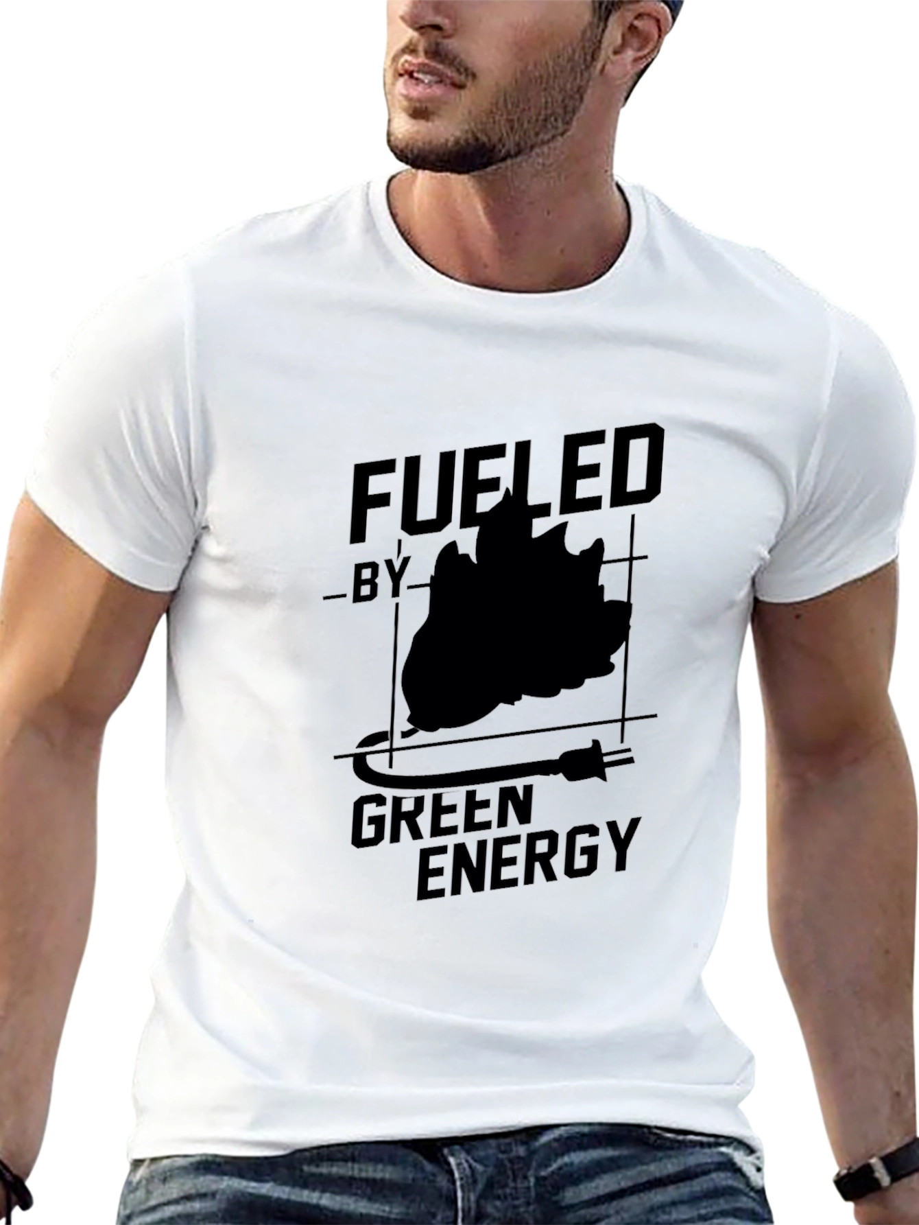 Black Fueled by Green Energy Black Graphic Tee view 13