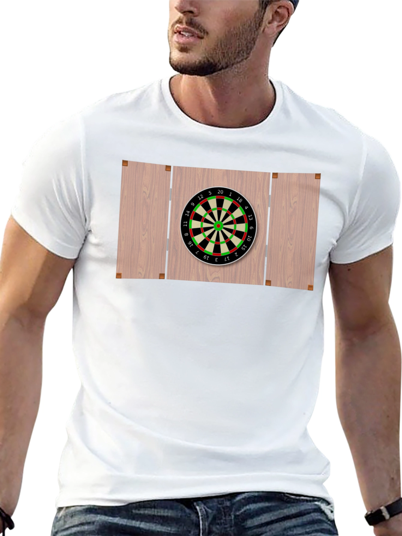 Darts Board Graphic Tee - Black Cotton Casual Wear - 13