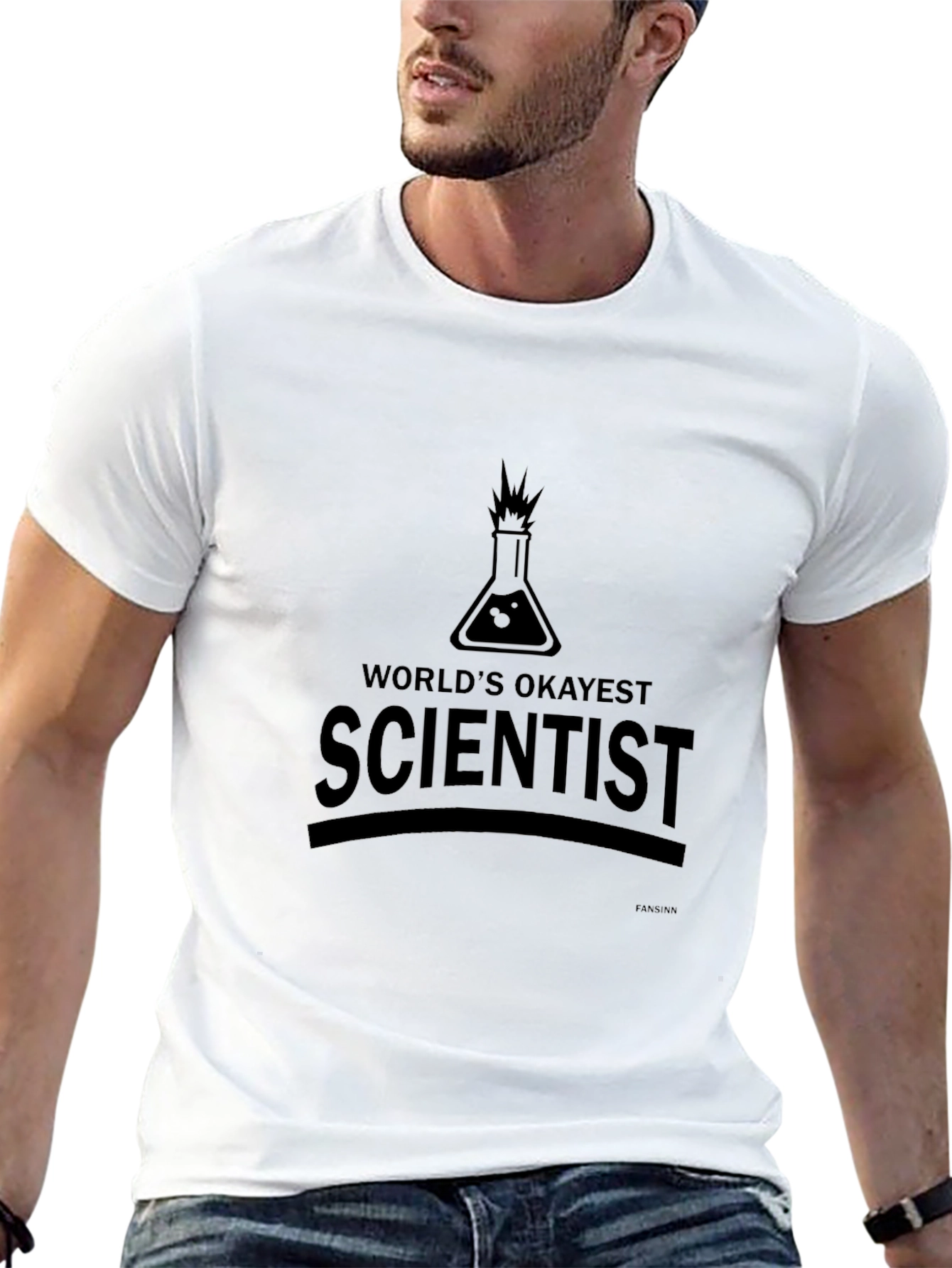 Black World's Okayest Scientist T-Shirt - Black, Novelty Tee view 13