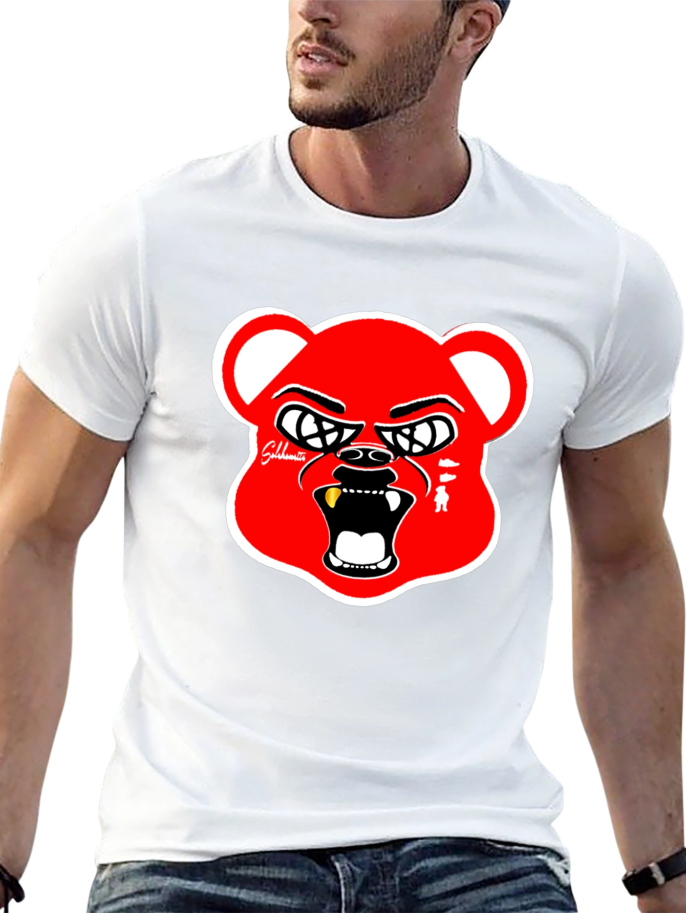 Black Red Bear Graphic Black T-Shirt view 13