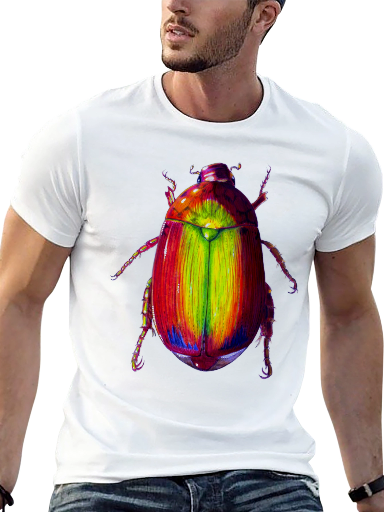 Black Rainbow Beetle Graphic T-Shirt view 13