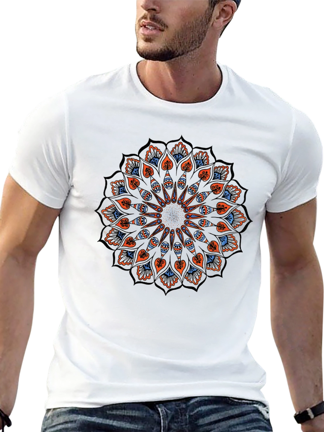 Black Mandala Graphic Tee - Black Cotton Blend view 13
