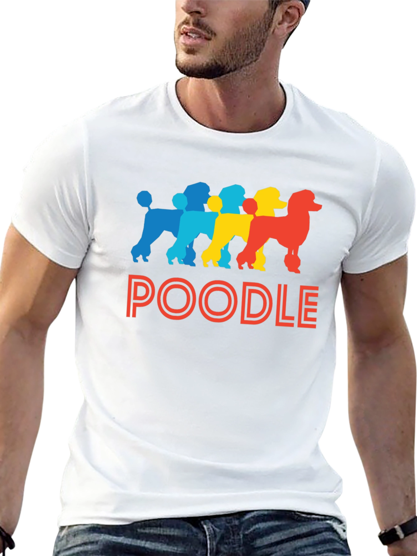 Black Colorful Poodle Silhouette T-Shirt view 13