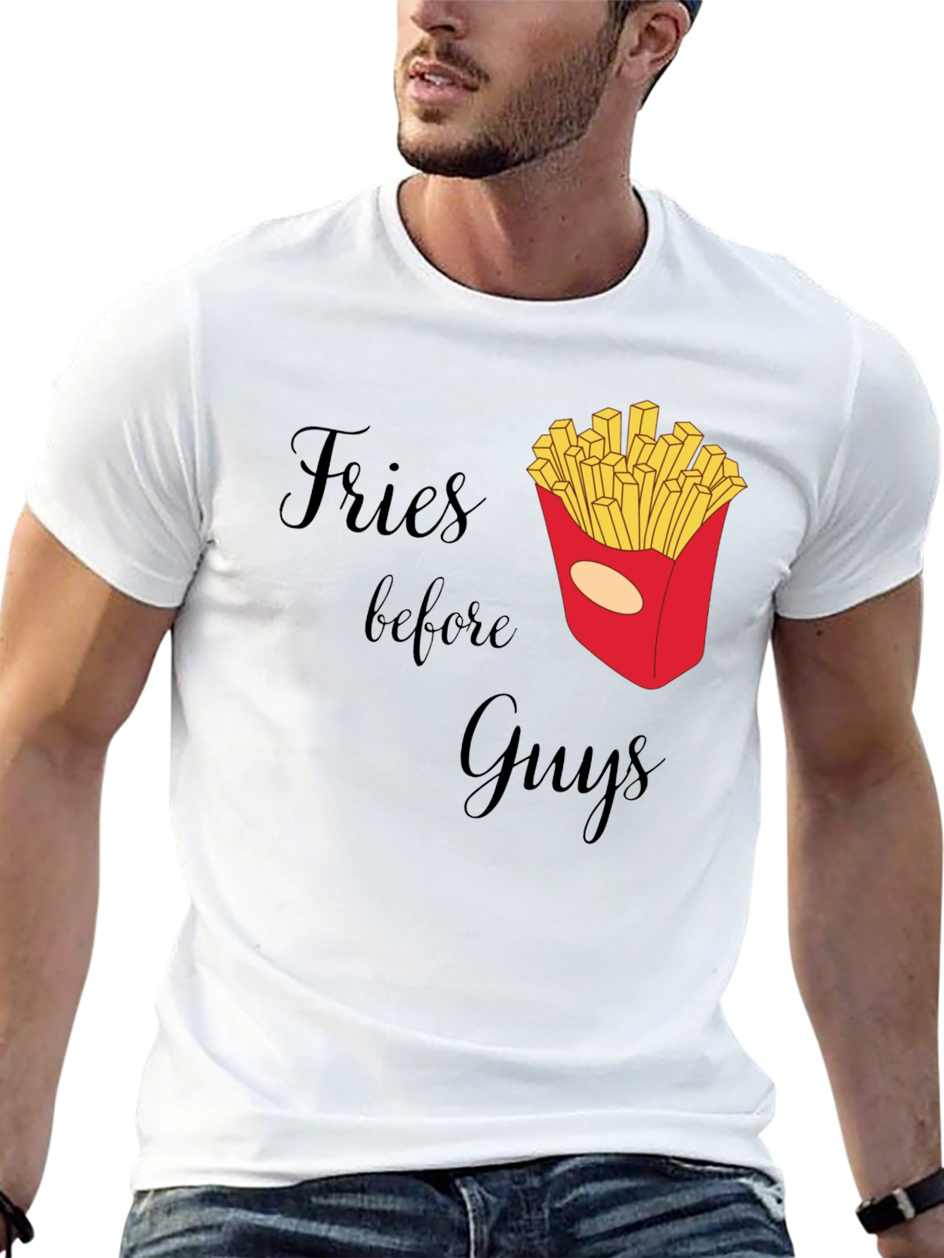 Black Fries Before Guys Graphic T-Shirt view 13