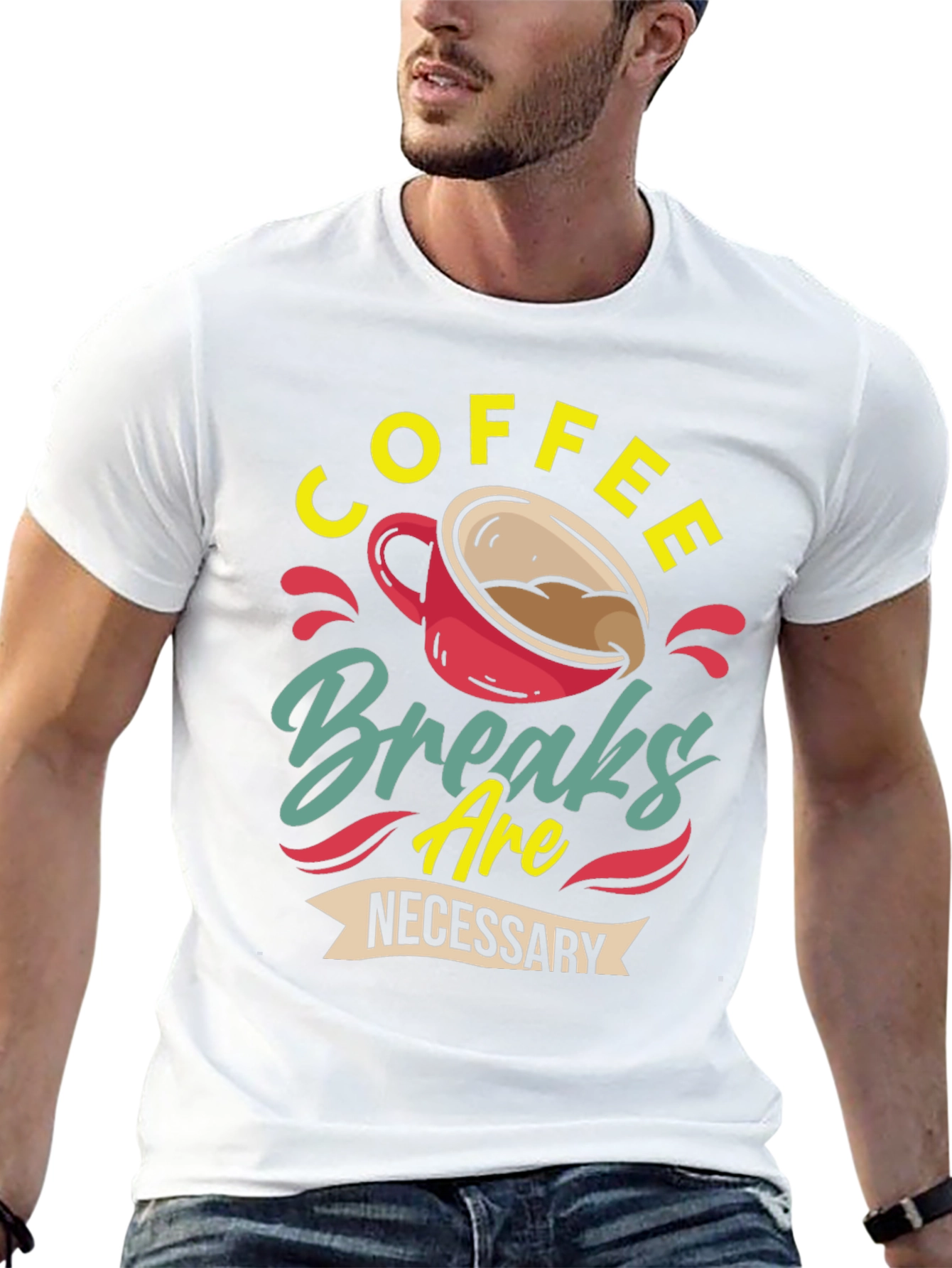 Black Coffee Breaks Are Necessary - Graphic T-Shirt view 13