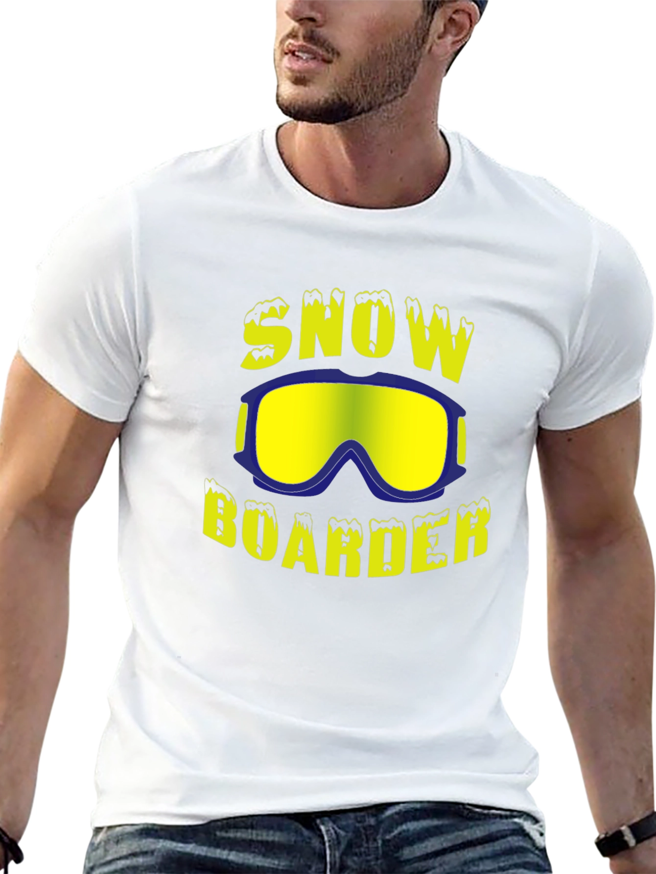 Snowboarder Graphic Tee - Black Cotton Blend - 13