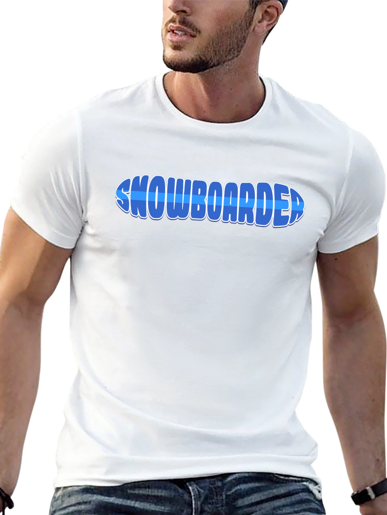 Black Snowboarder Graphic Tee - Cool Blue Design, Comfort Fit view 13