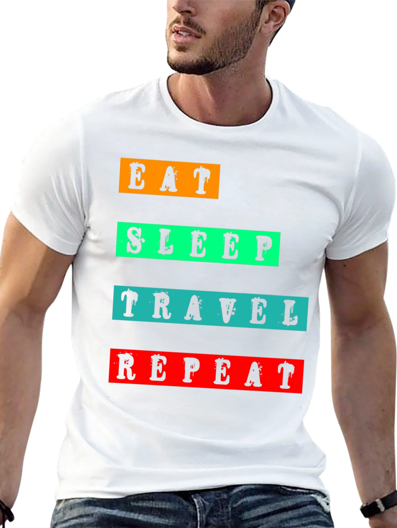 Black Eat Sleep Travel Repeat Graphic Tee view 13
