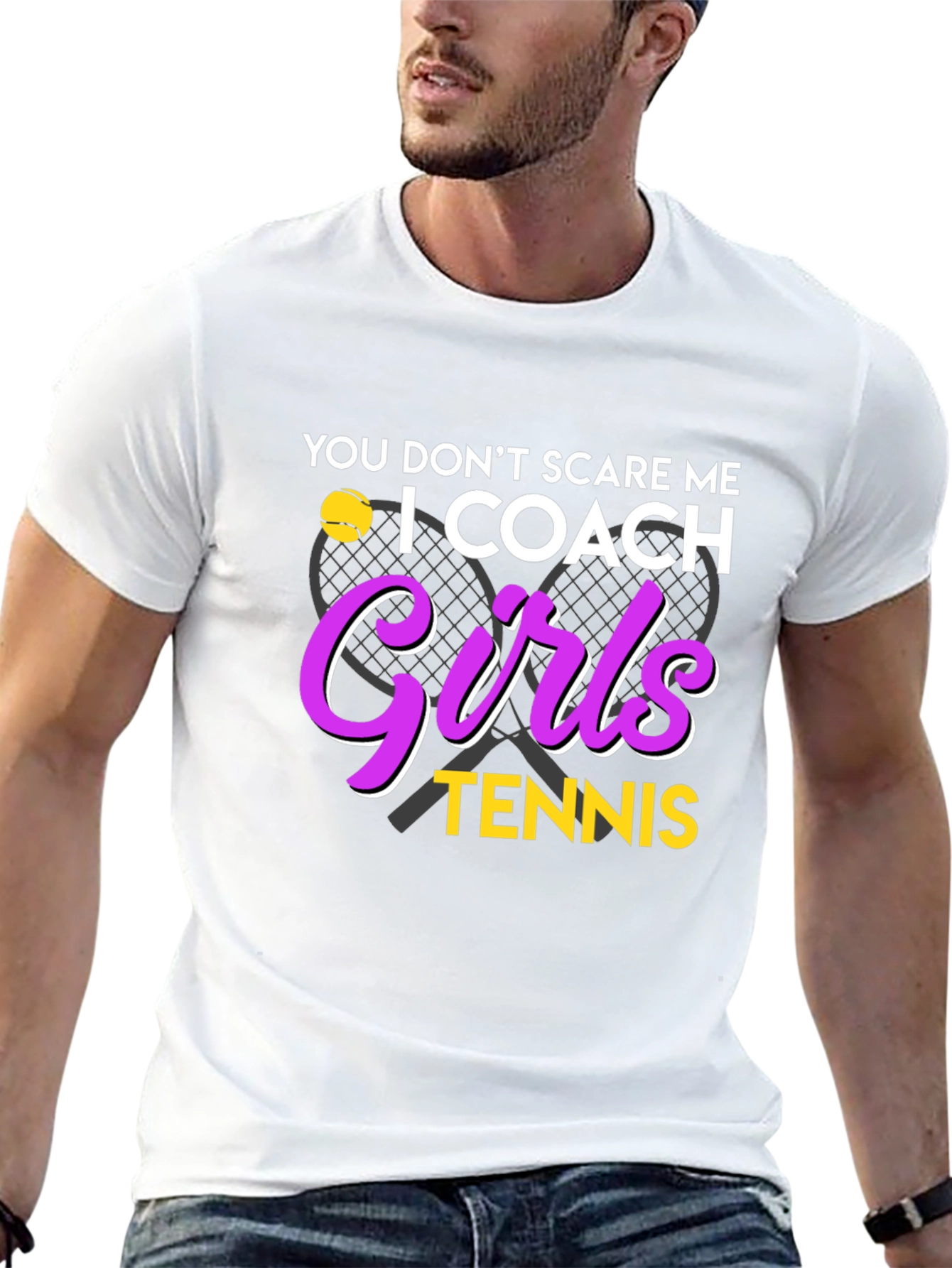 Black Funny Tennis Coach T-Shirt - Girls Tennis Design view 13