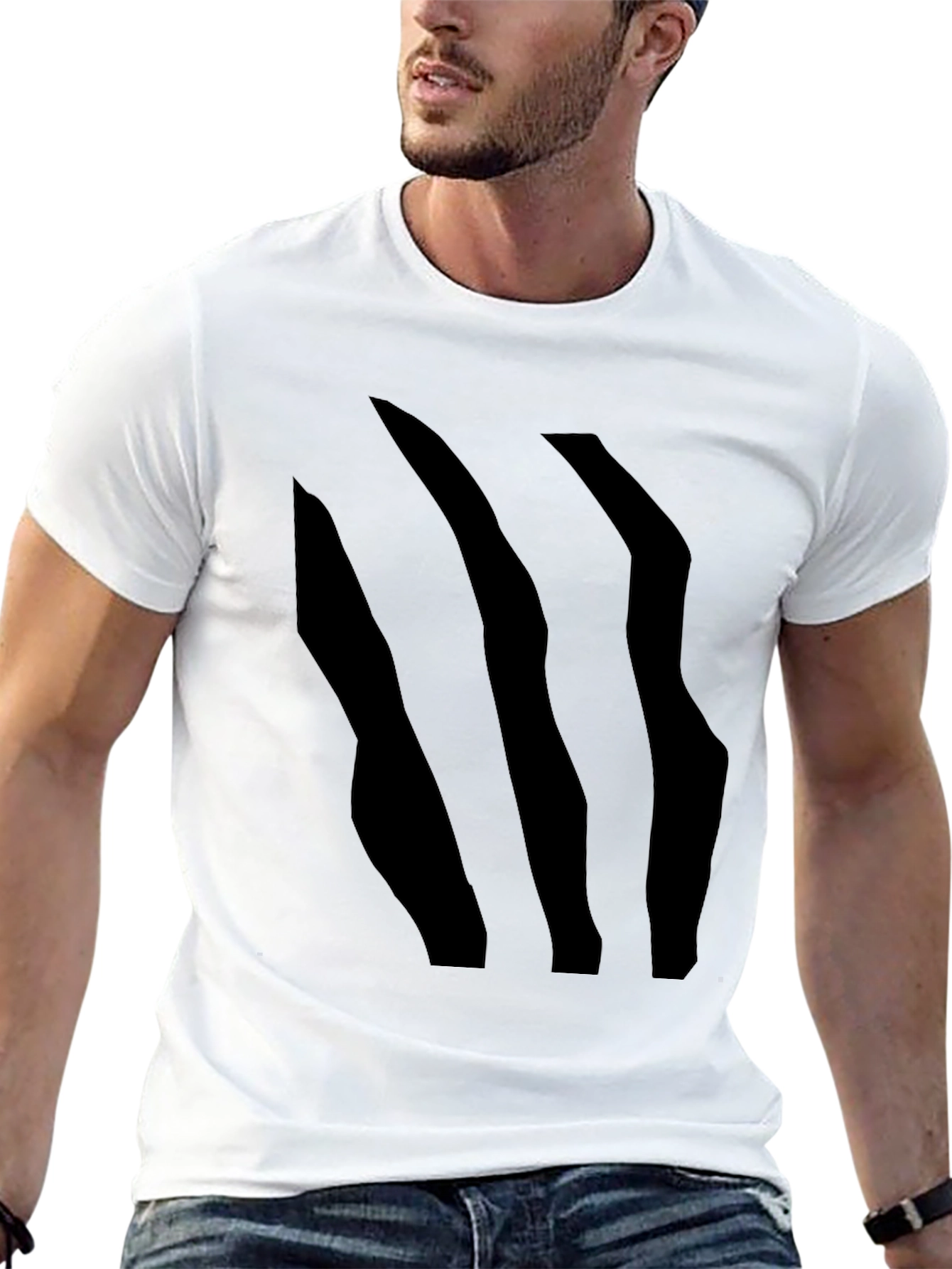 Black Black T-Shirt with Claw Mark Design view 13