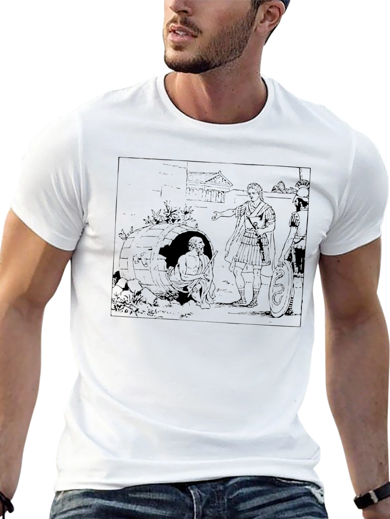 Black Diogenes in a Barrel T-Shirt view 13