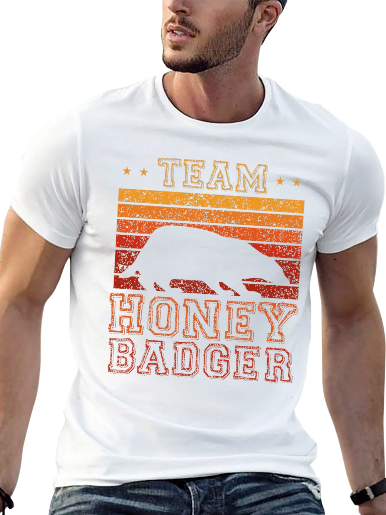 Black Team Honey Badger Retro Graphic Tee view 13