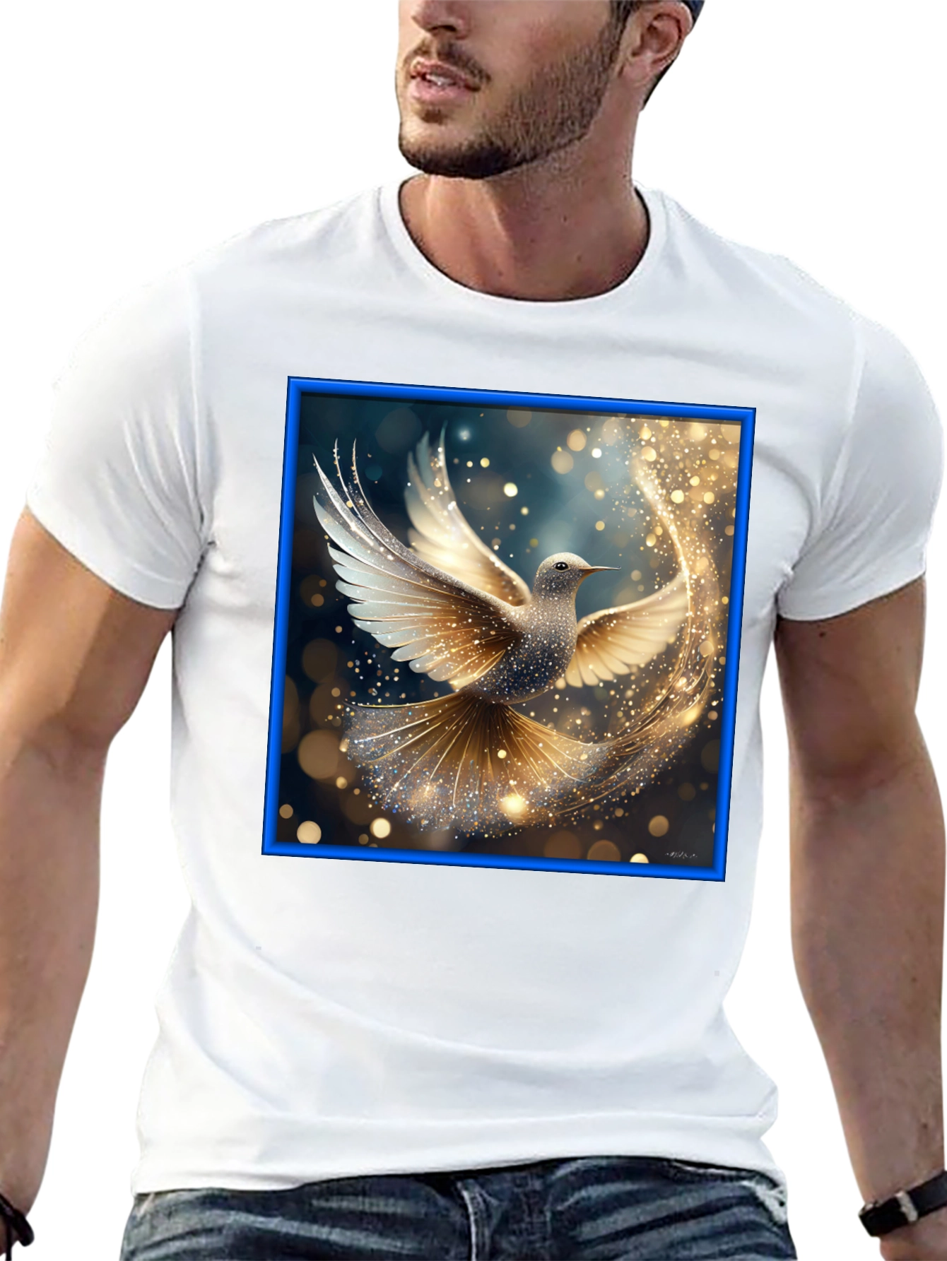 Black Elegant Dove Graphic Tee view 13