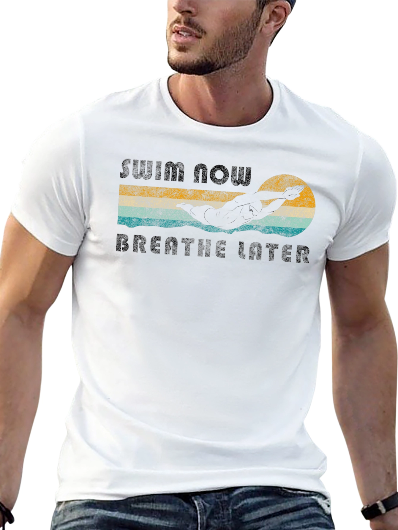 Black Swim Now Breathe Later Graphic Tee view 13