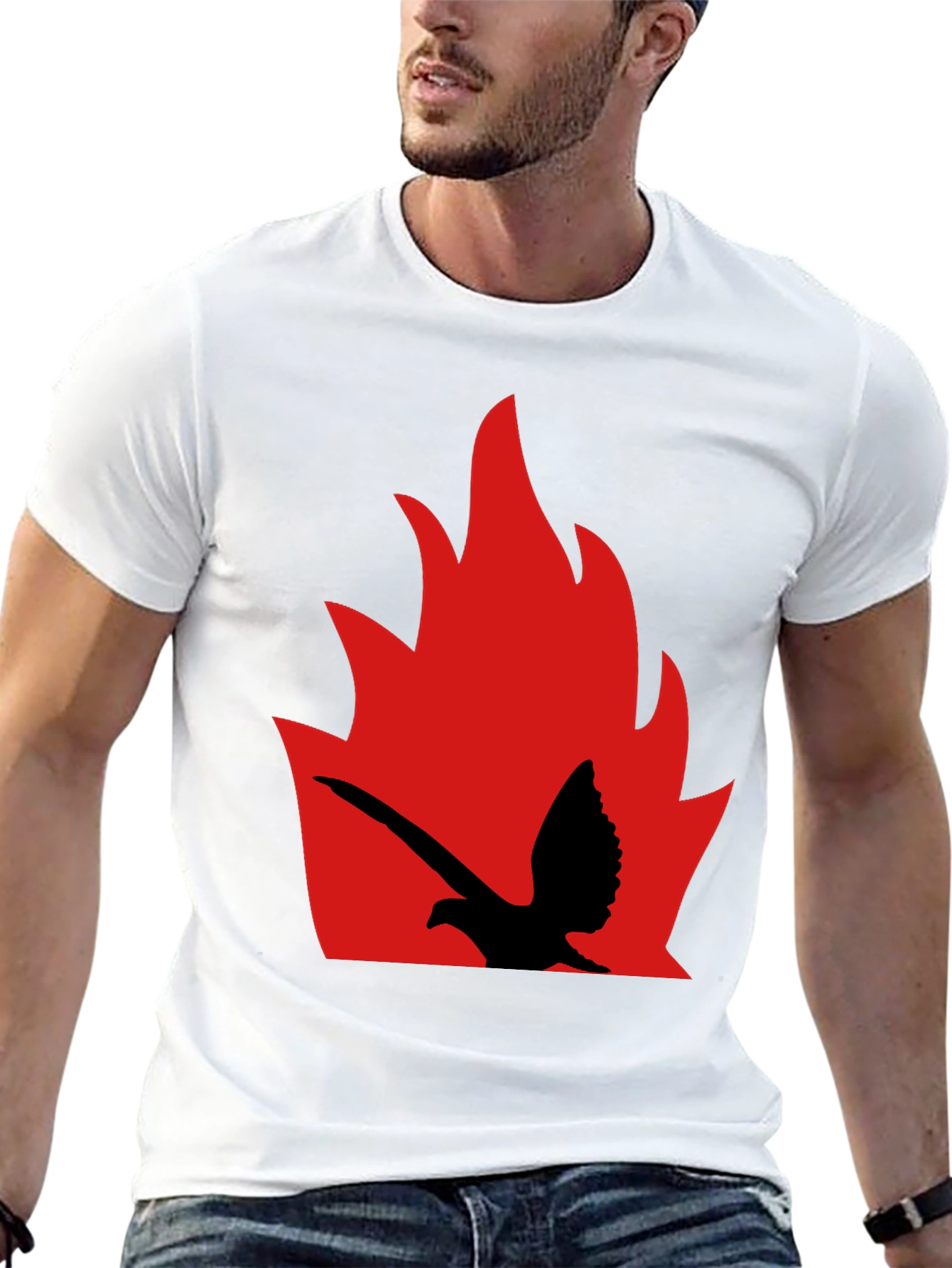 Black Fiery Bird Graphic Tee - Bold Black Shirt view 13