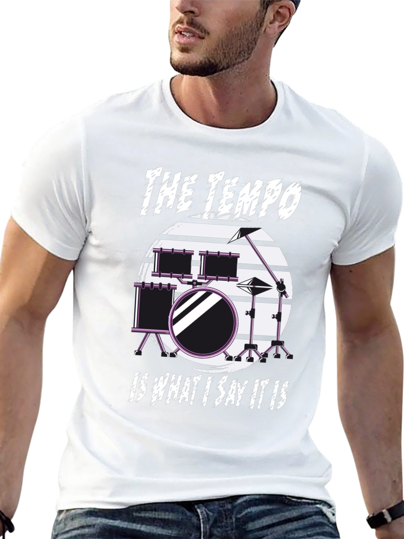 Black The Tempo Drummer T-Shirt - Music Lover Tee view 13