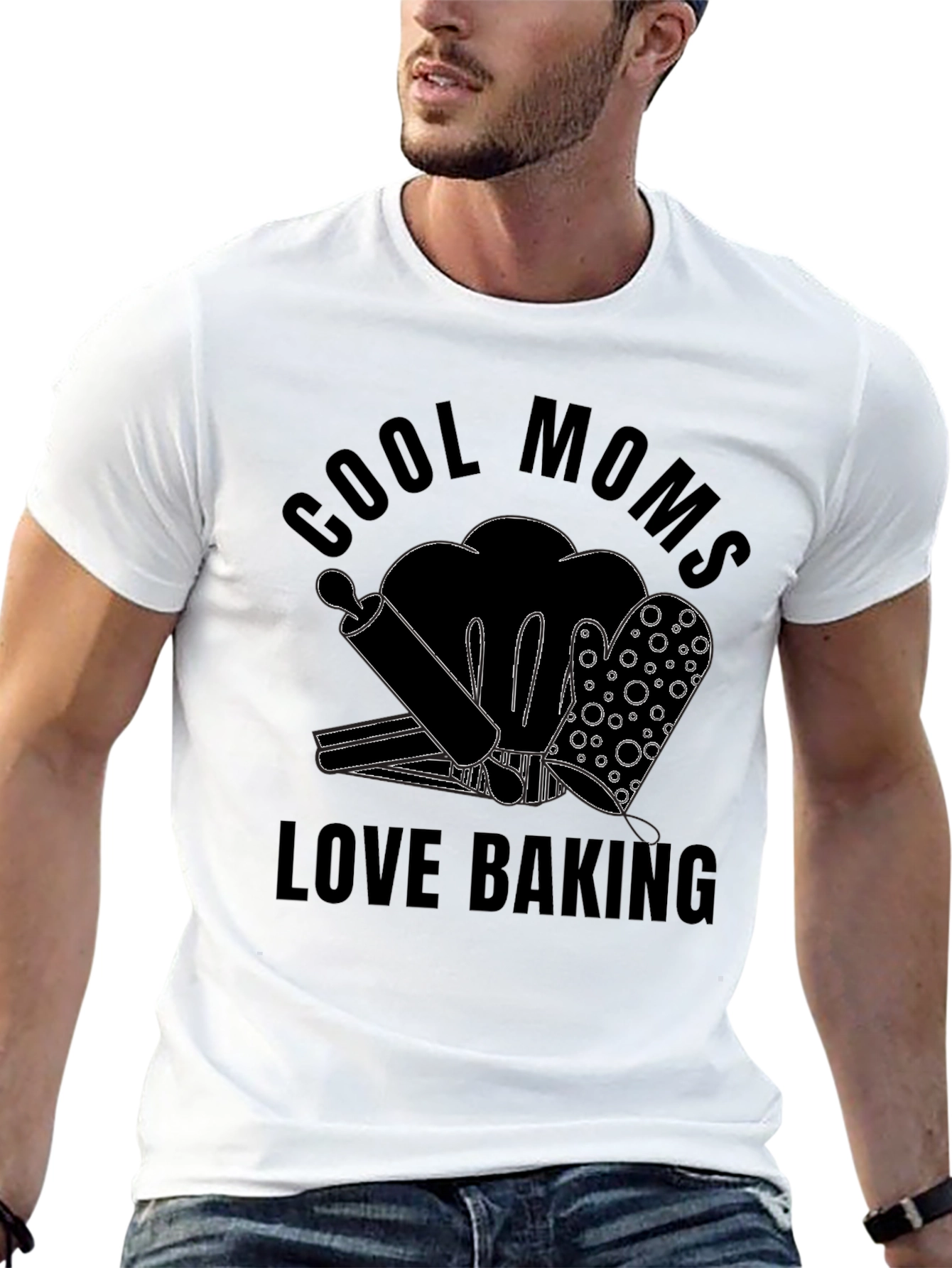 Black Cool Moms Love Baking T-Shirt view 13