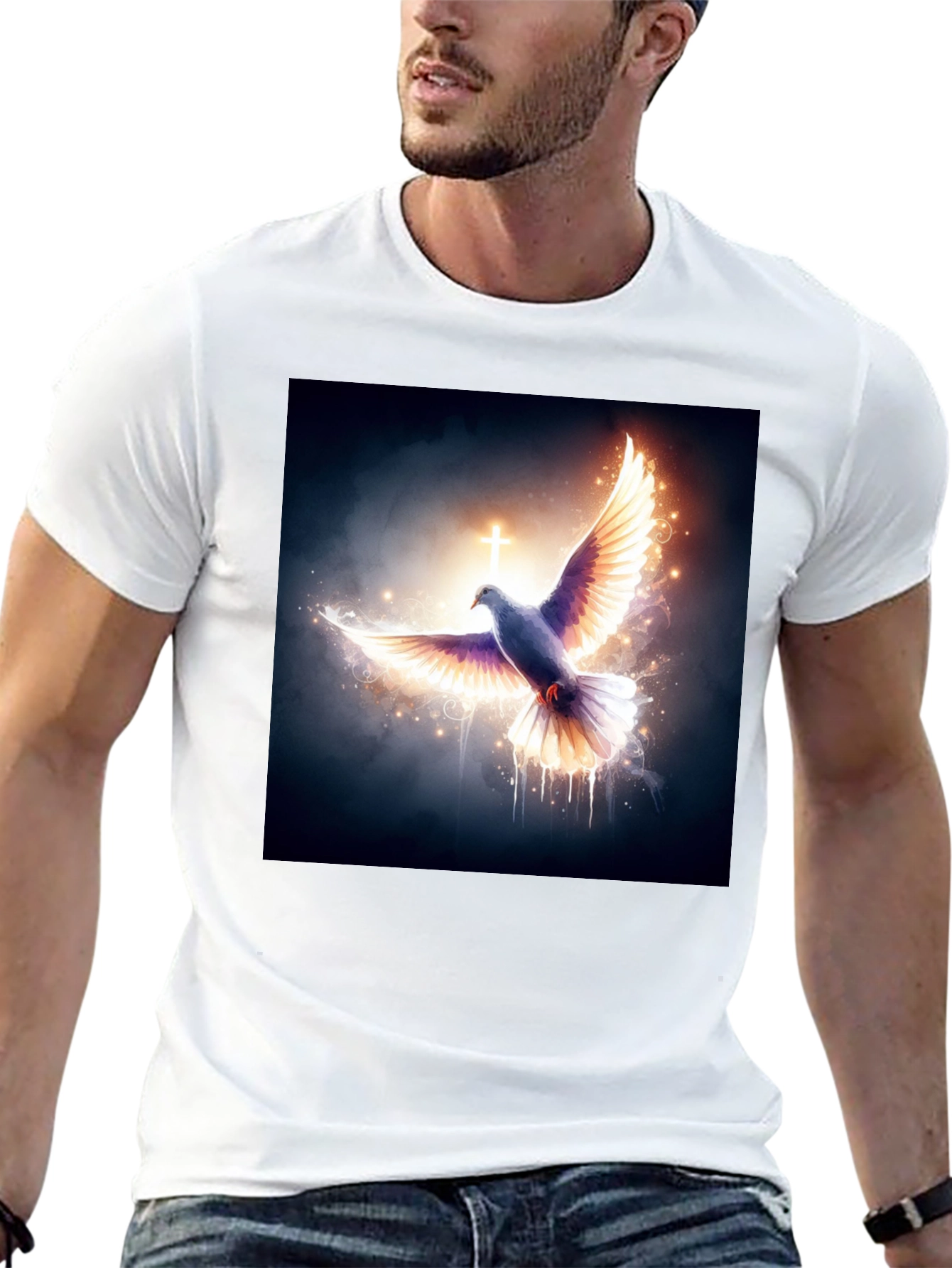 Dove & Cross Graphic Black T-Shirt - 13