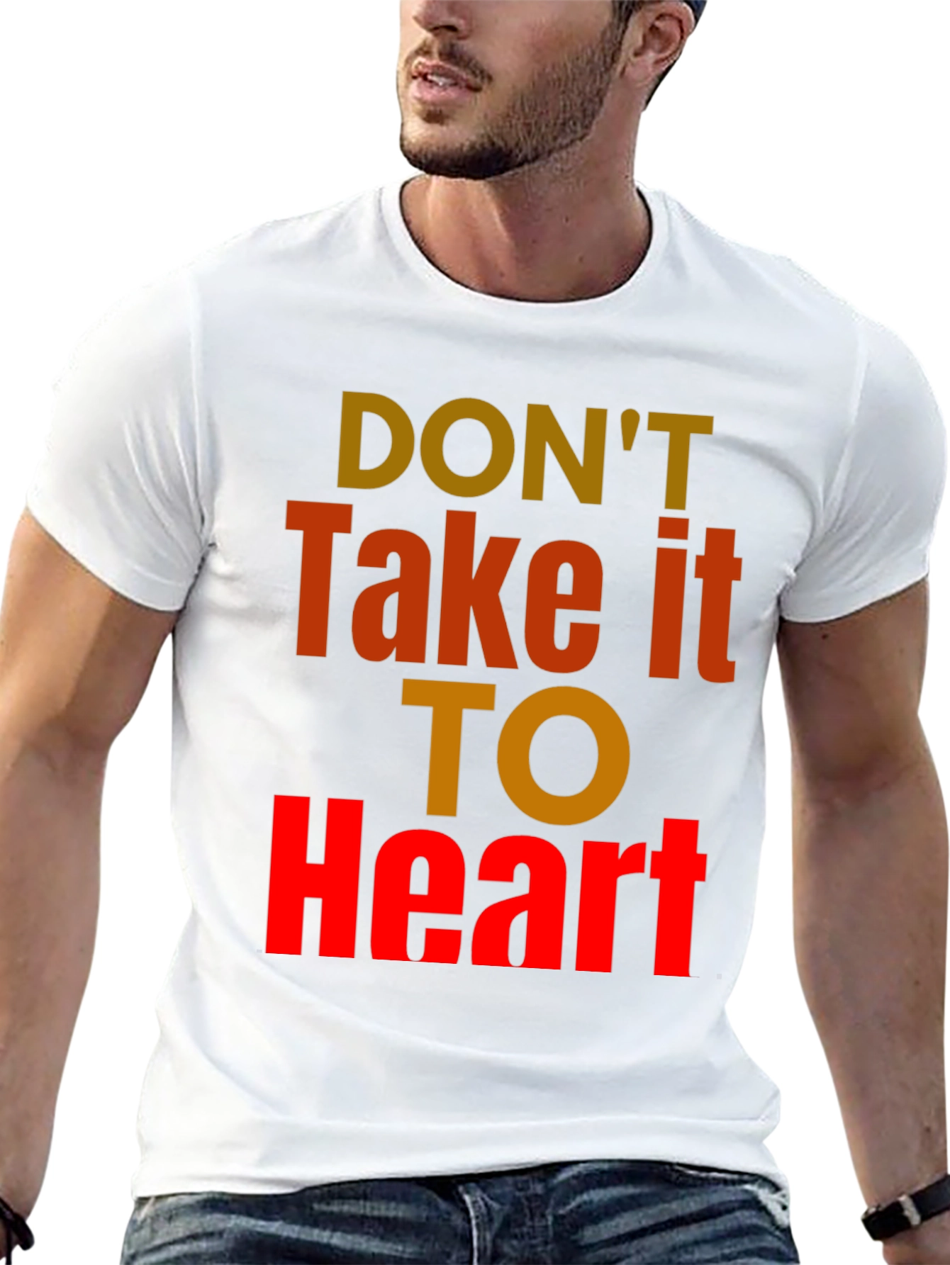 Black Don't Take It To Heart Graphic Tee - Unisex Casual Black T-Shirt view 13