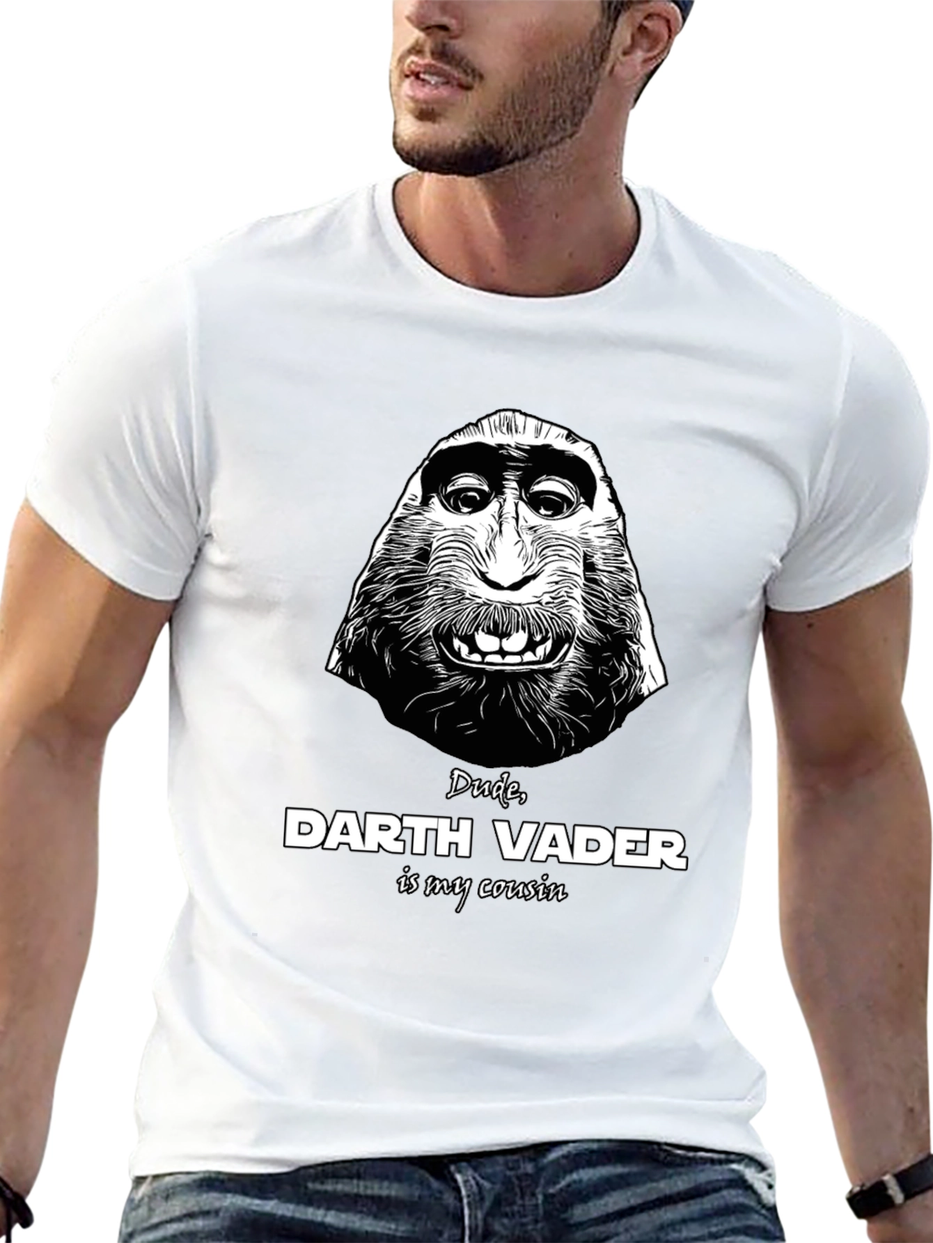 Black Dude, Darth Vader Cousin Graphic T-Shirt view 13