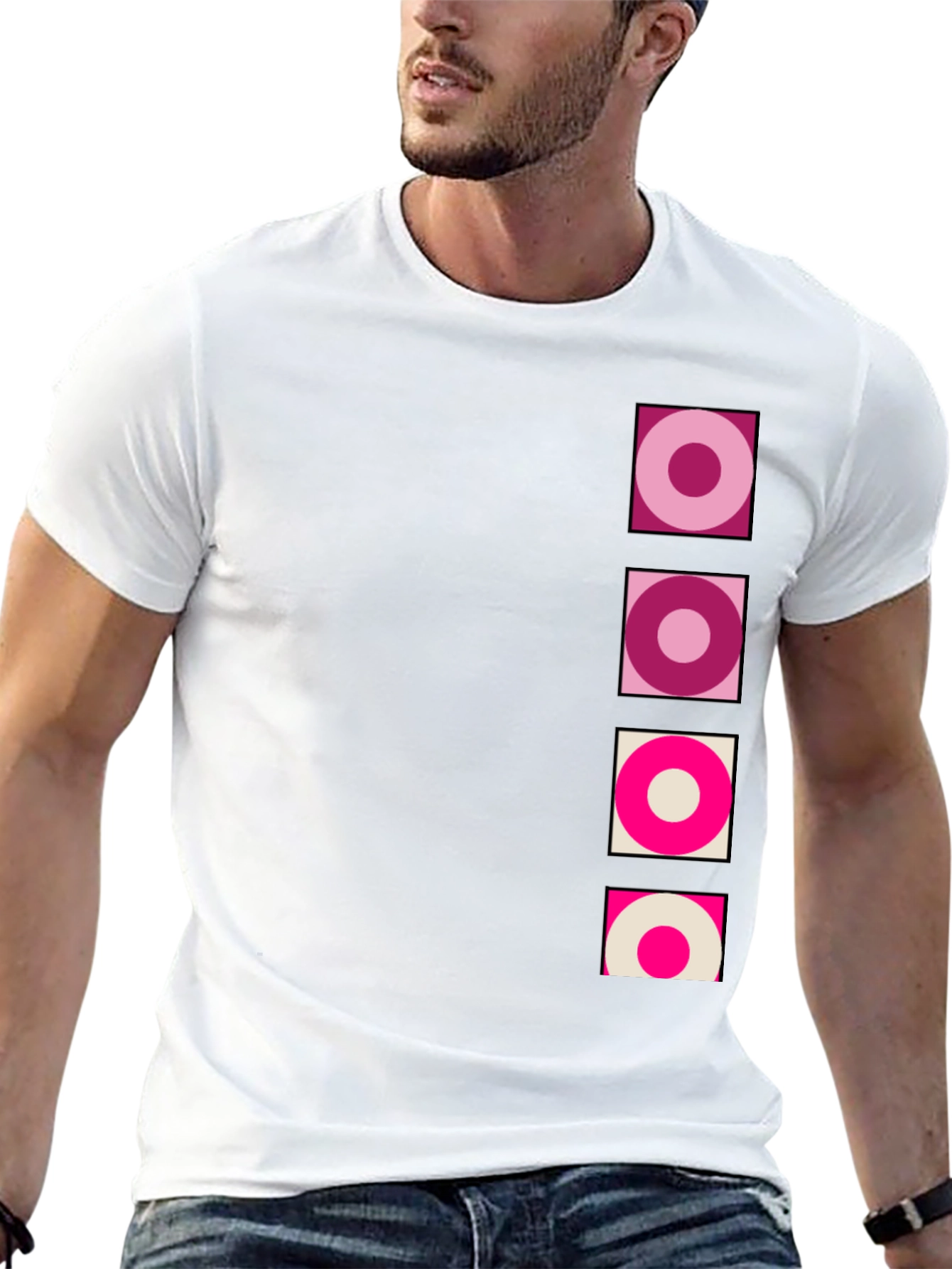 Black Retro Circle Design Black T-Shirt view 13