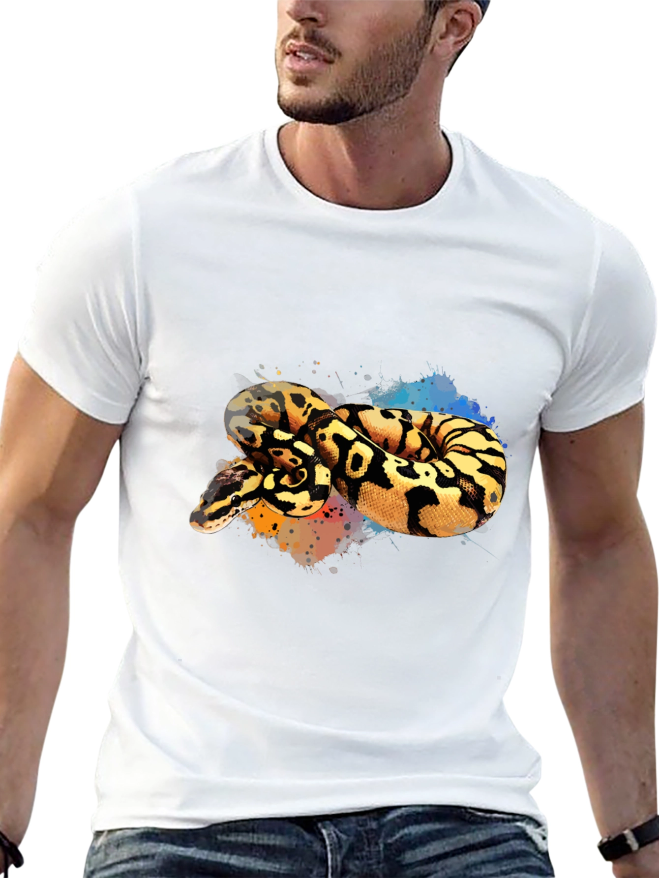 Black Python Snake Graphic Tee - Cool Reptile Design view 13