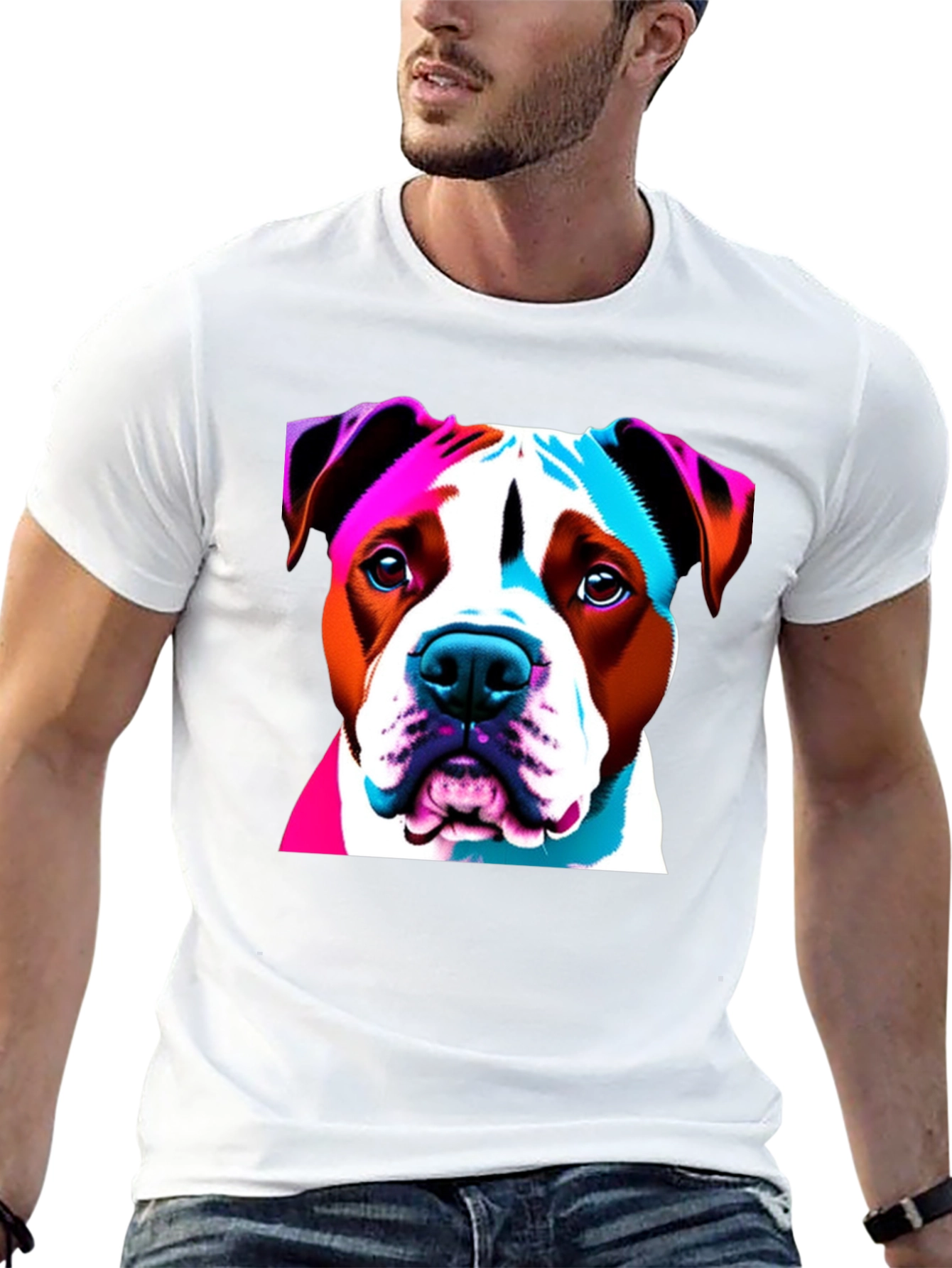 Black Vibrant Dog Graphic Tee - Unisex Black T-Shirt view 13