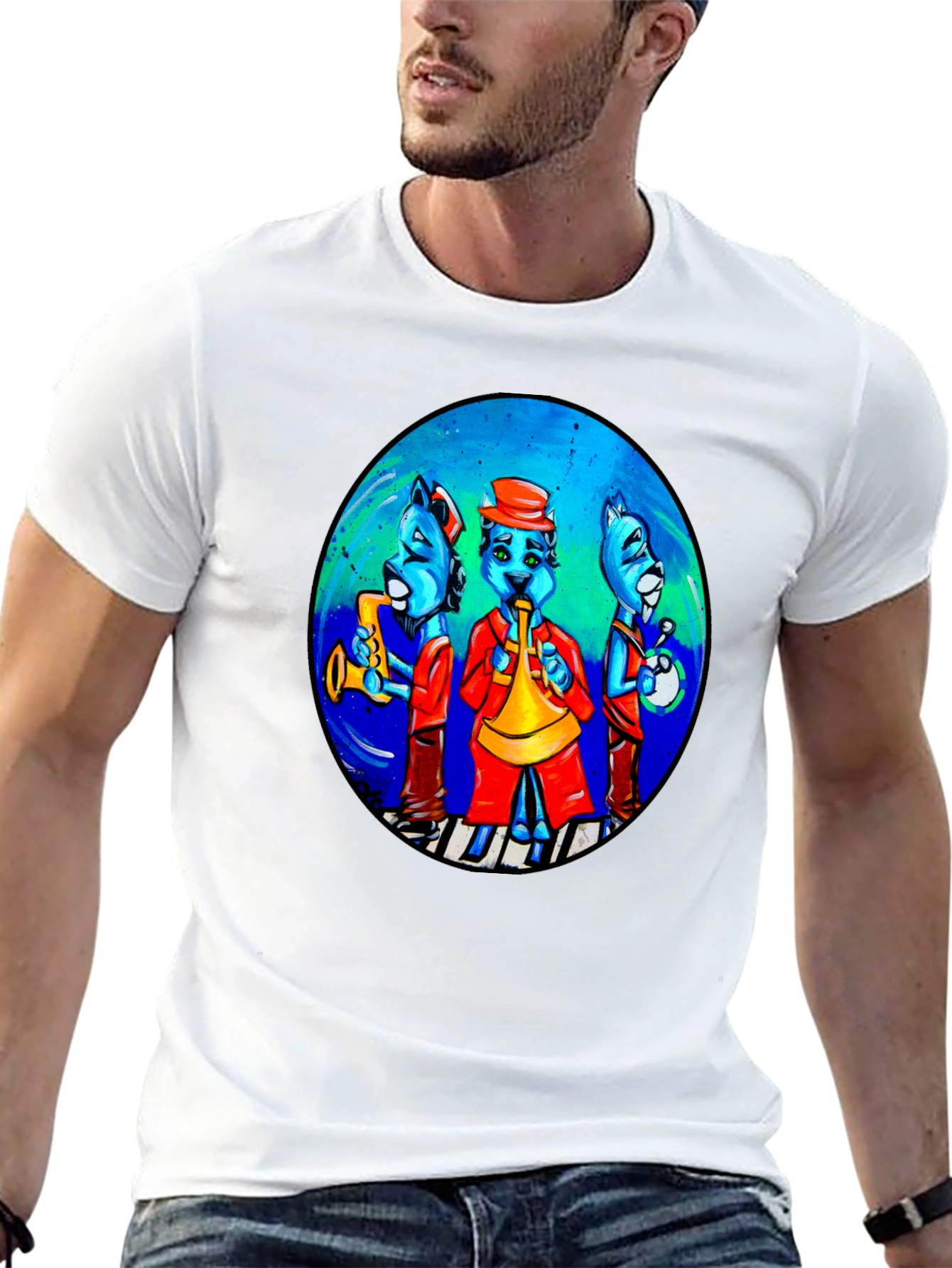 Black Jazz Cats T-Shirt view 13