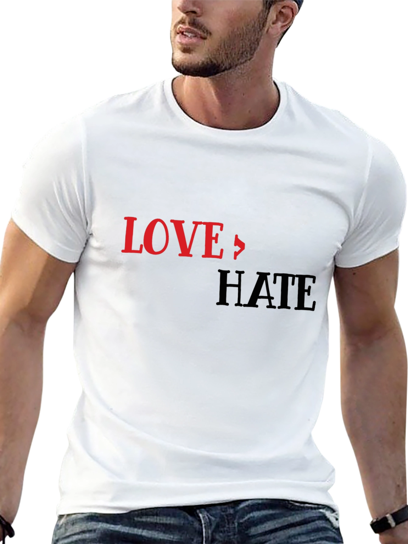 Black Love To Hate Graphic Print T-Shirt view 13