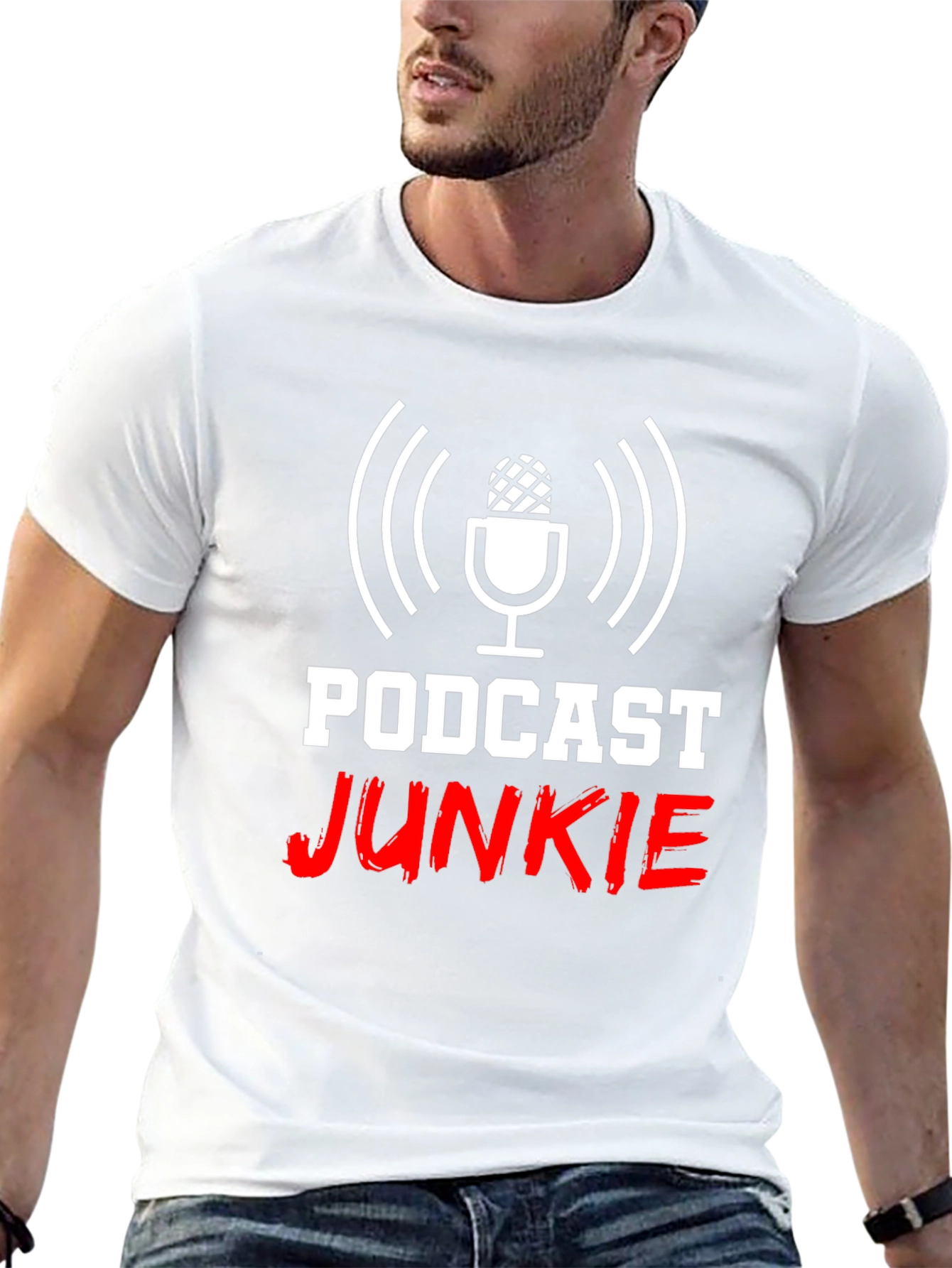 Black Podcast Junkie T-Shirt - Funny Audio Lover Tee view 13