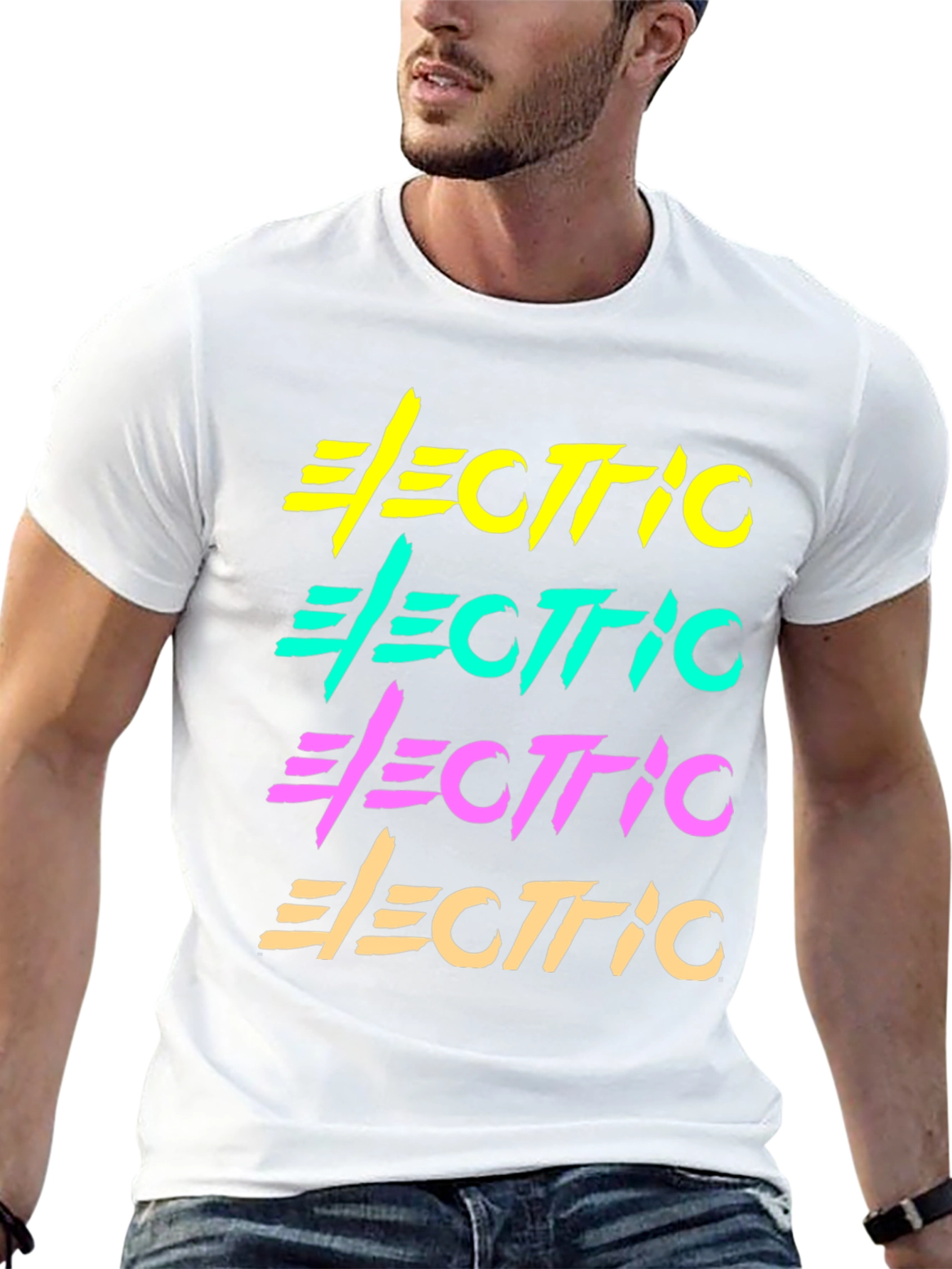 Black Electric Retro Graphic T-Shirt Black Cotton Tee view 13